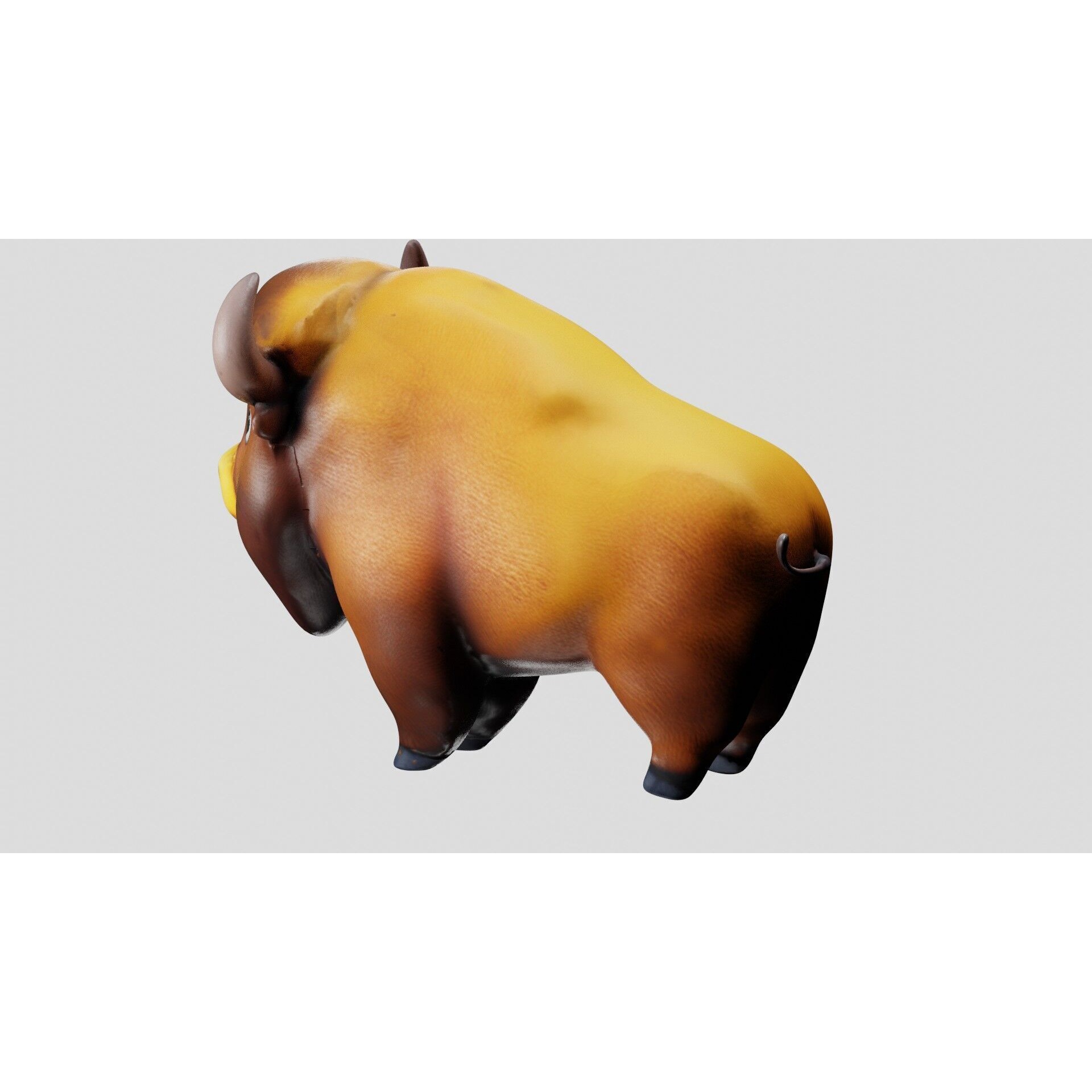 Cartoon Bison Stylized 3D Animal Model Clean Quads Free low-poly 3D model 6