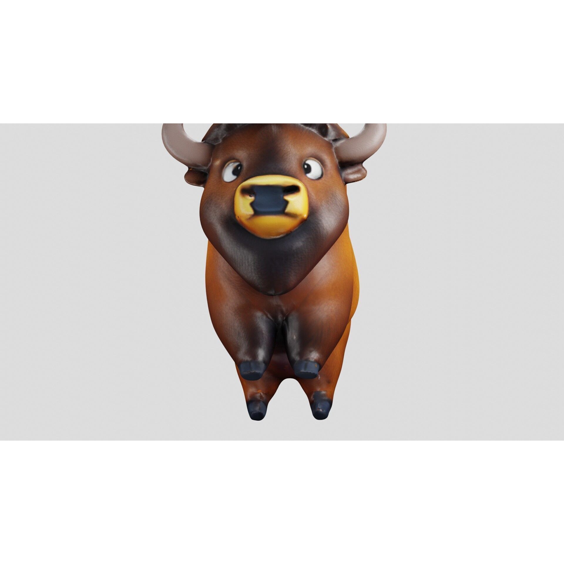 Cartoon Bison Stylized 3D Animal Model Clean Quads Free low-poly 3D model 7