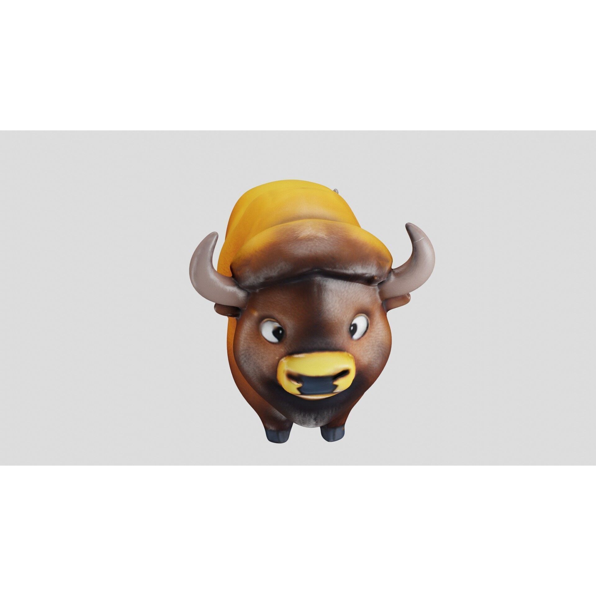 Cartoon Bison Stylized 3D Animal Model Clean Quads Free low-poly 3D model 8
