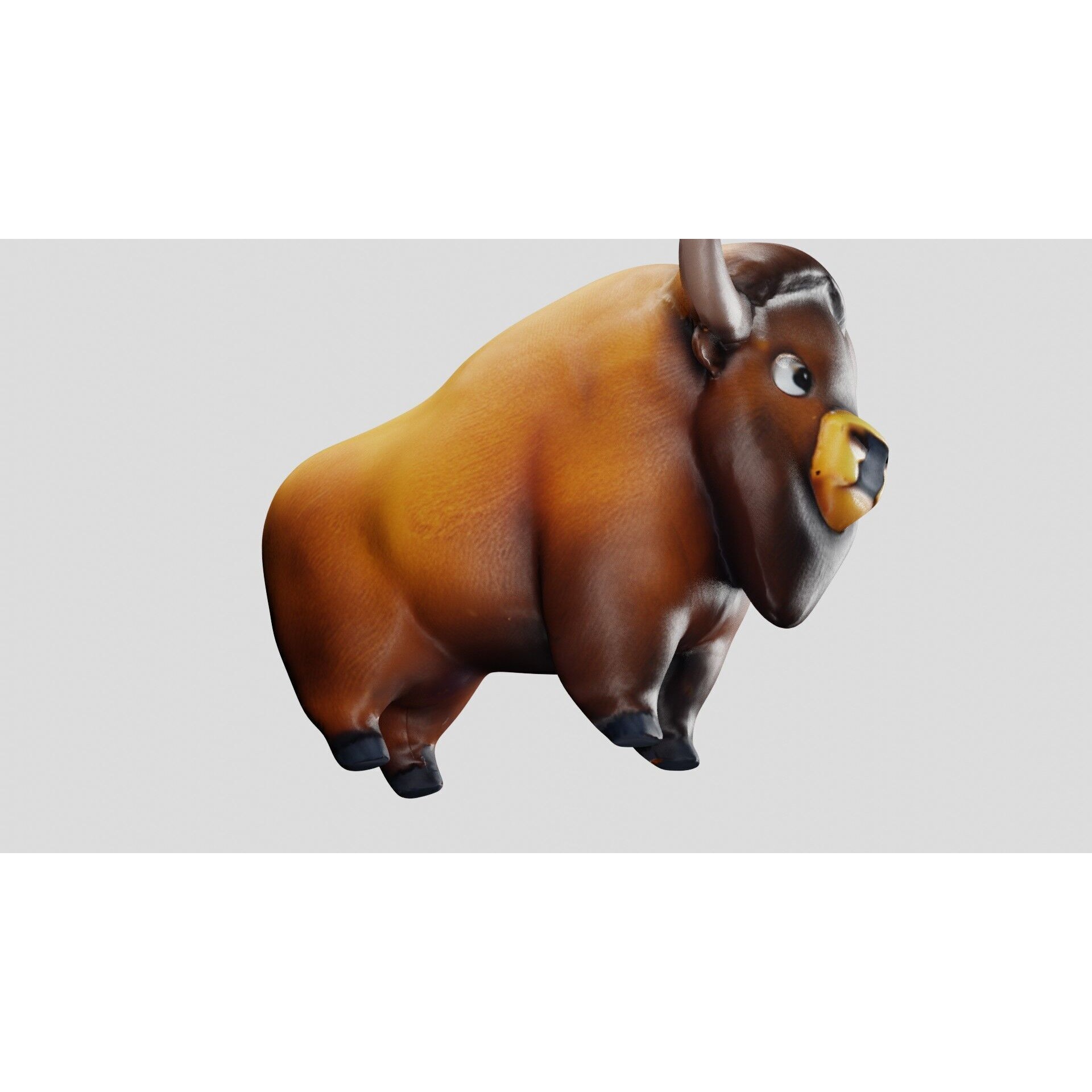 Cartoon Bison Stylized 3D Animal Model Clean Quads Free low-poly 3D model 9
