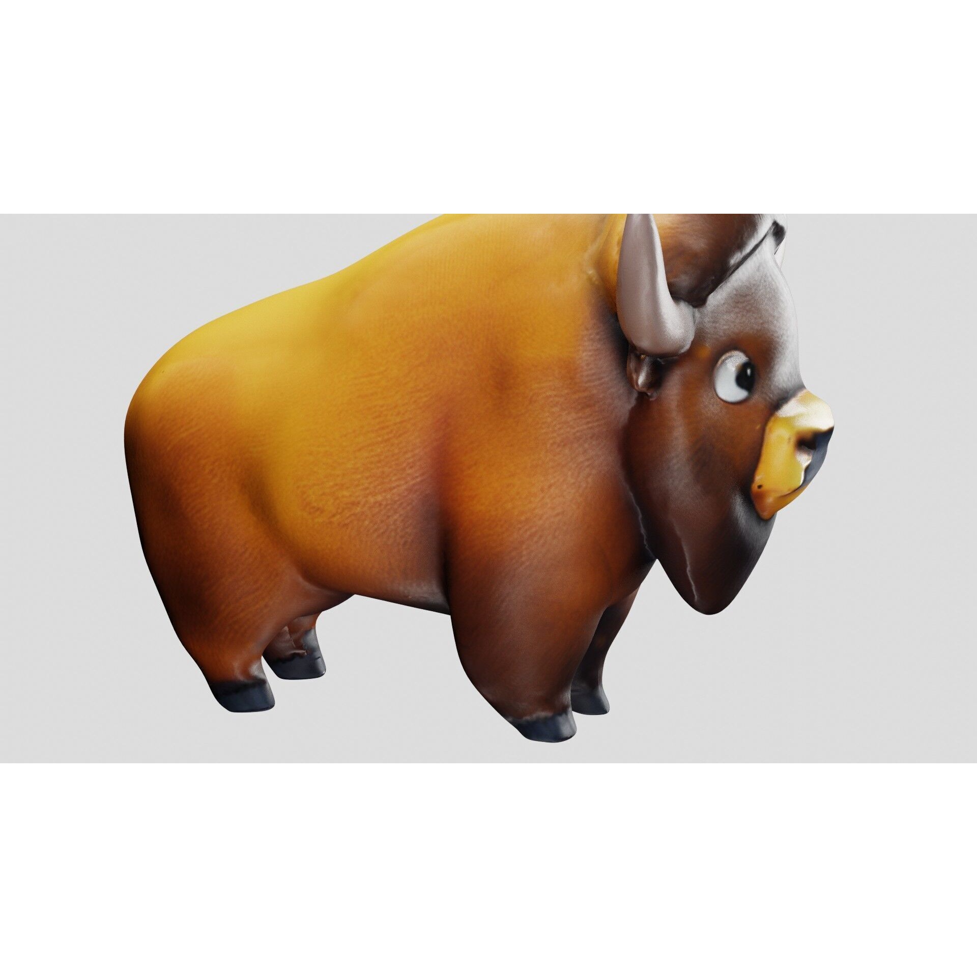 Cartoon Bison Stylized 3D Animal Model Clean Quads Free low-poly 3D model 10