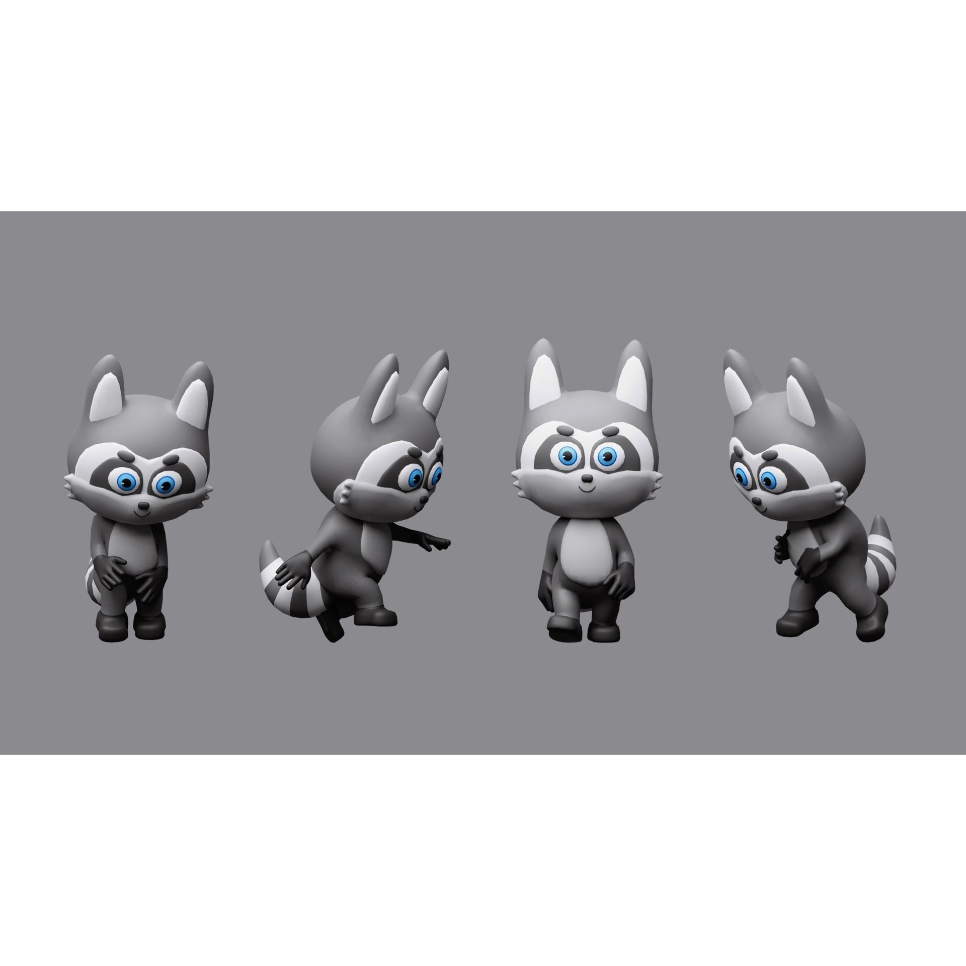 Cartoon character animals Low-poly 3D model 3
