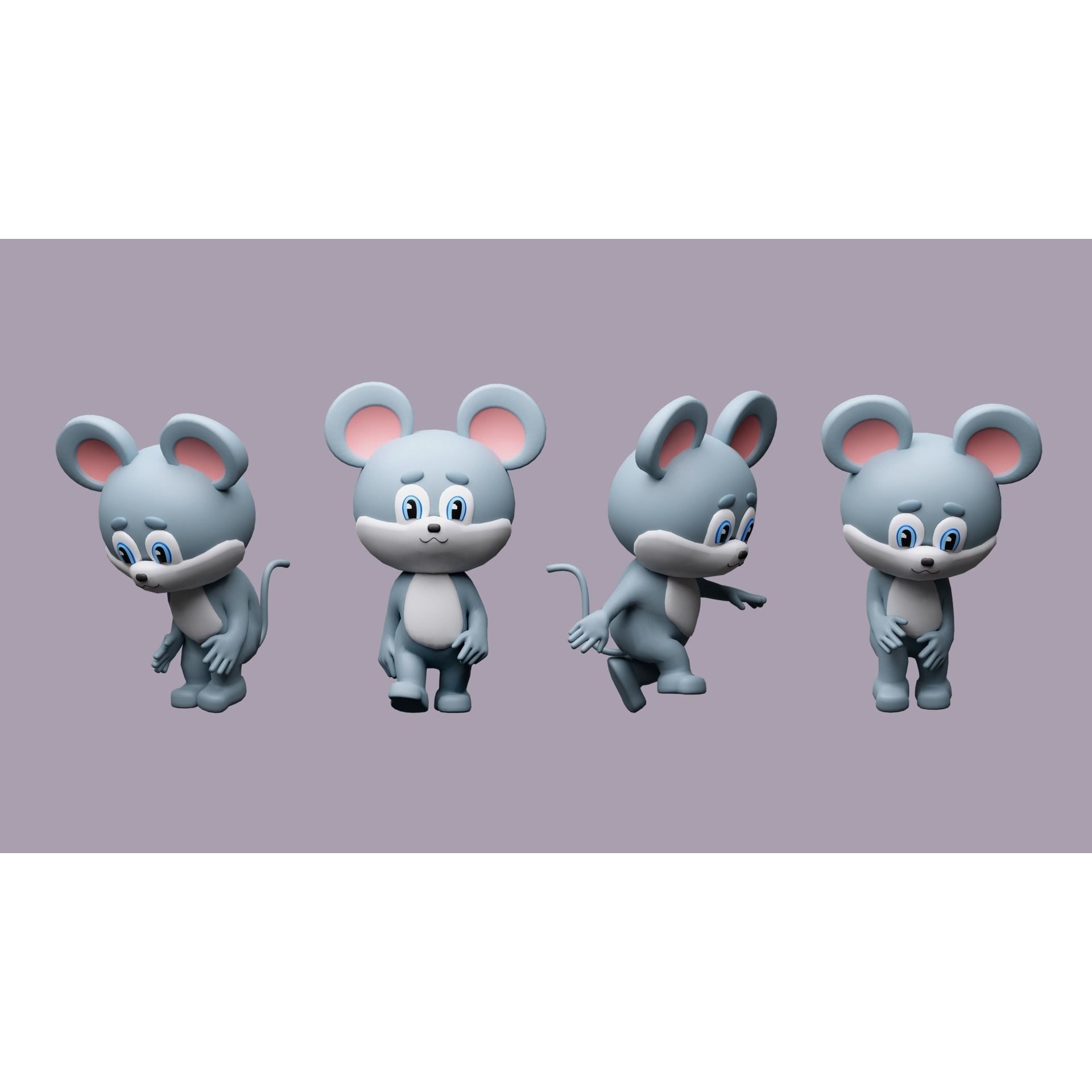 Cartoon character animals Low-poly 3D model 4