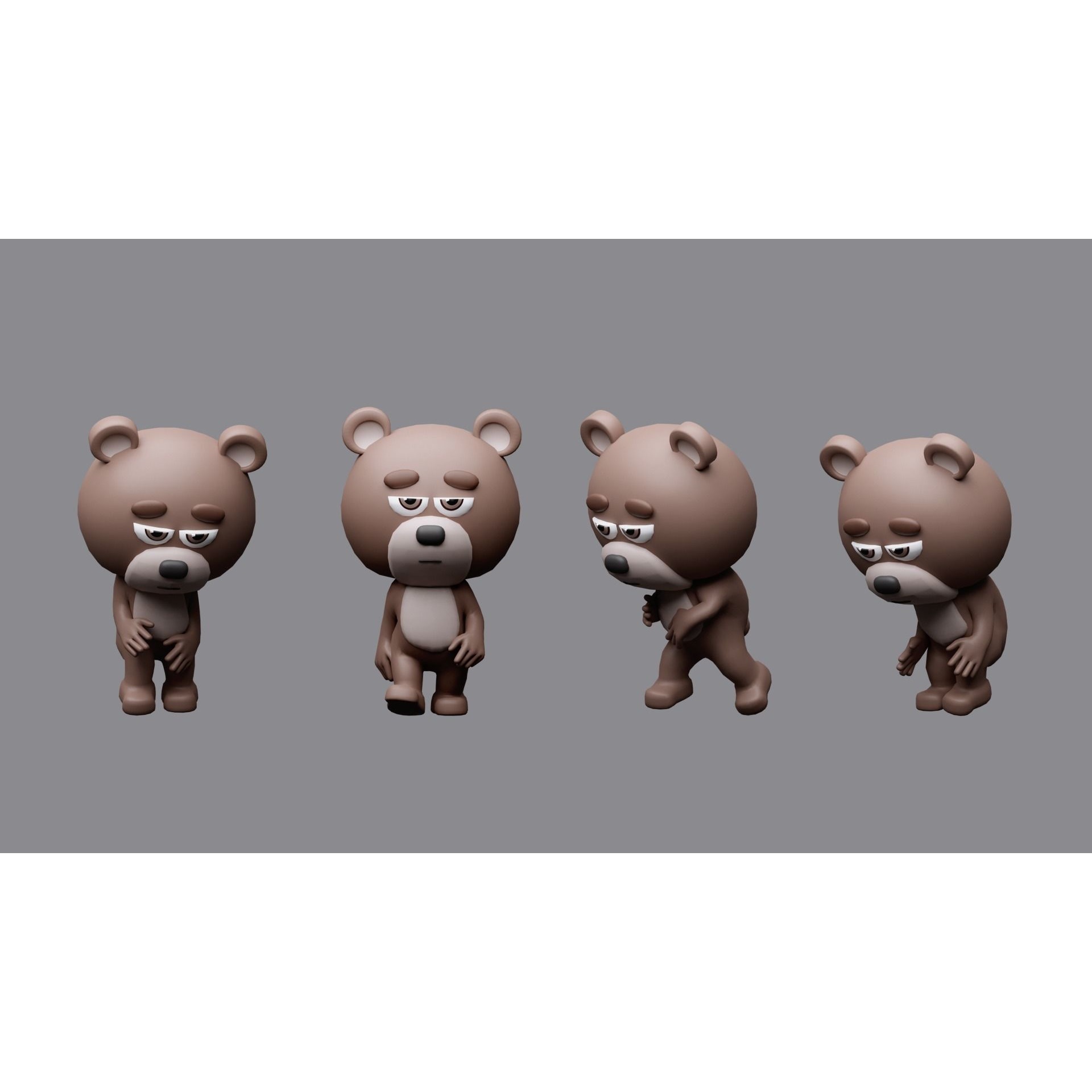 Cartoon character animals Low-poly 3D model 5