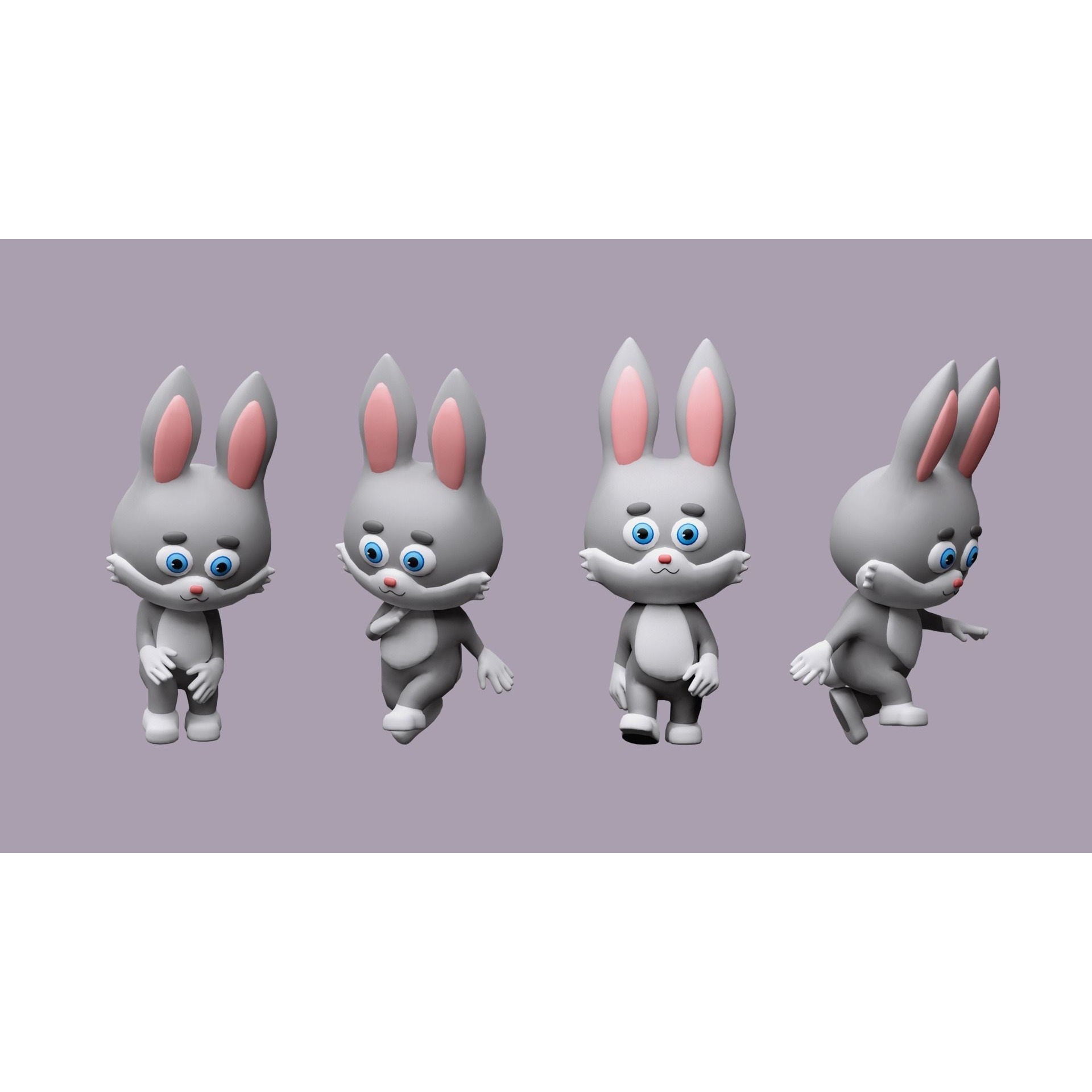 Cartoon character animals Low-poly 3D model 6