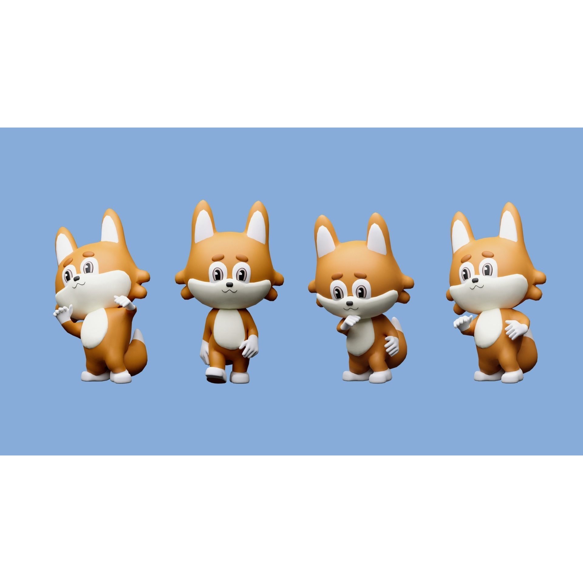 Cartoon character animals Low-poly 3D model 7
