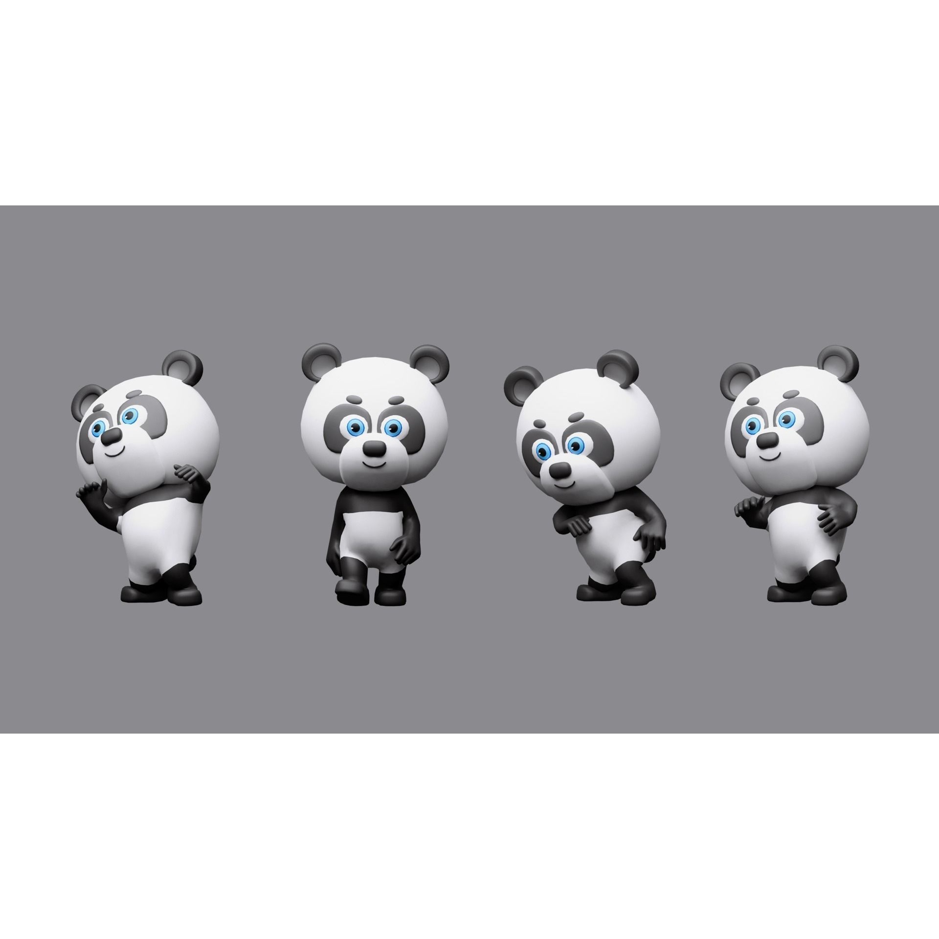 Cartoon character animals Low-poly 3D model 8