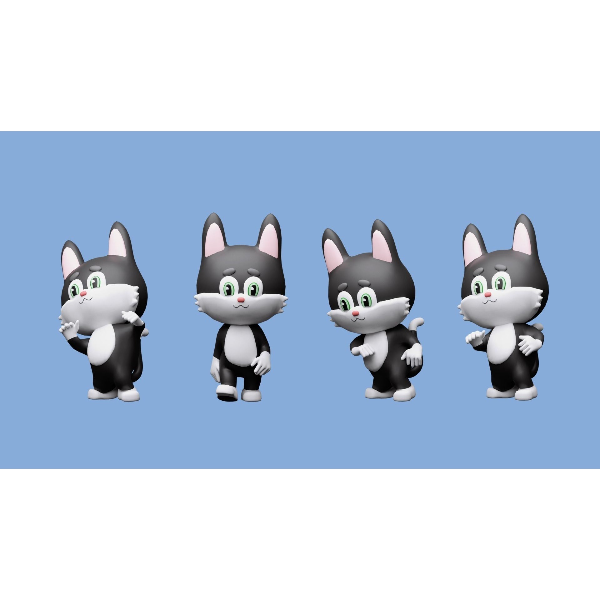 Cartoon character animals Low-poly 3D model 9