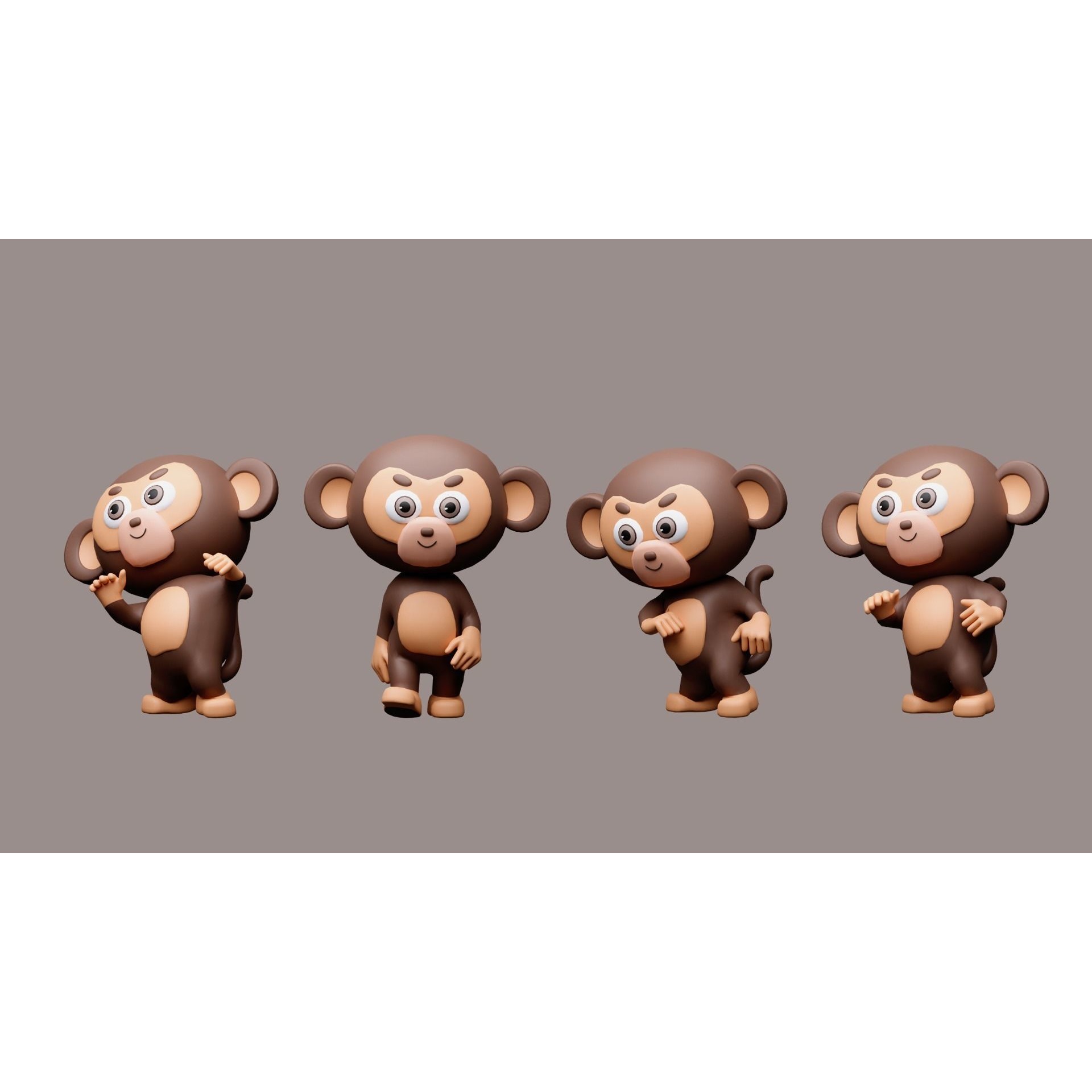 Cartoon character animals Low-poly 3D model 10