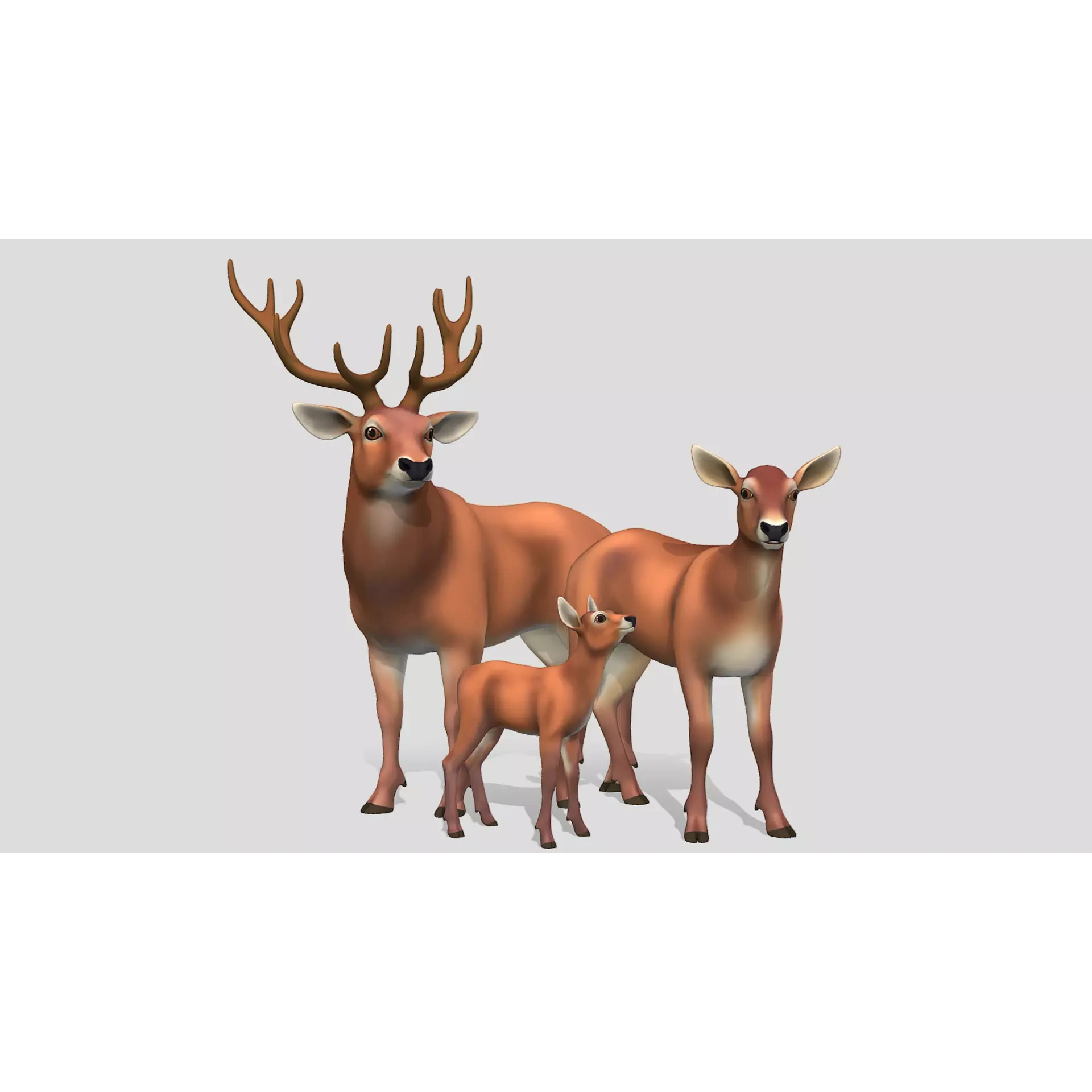 Cartoon - Red Deer Low-poly 3D model