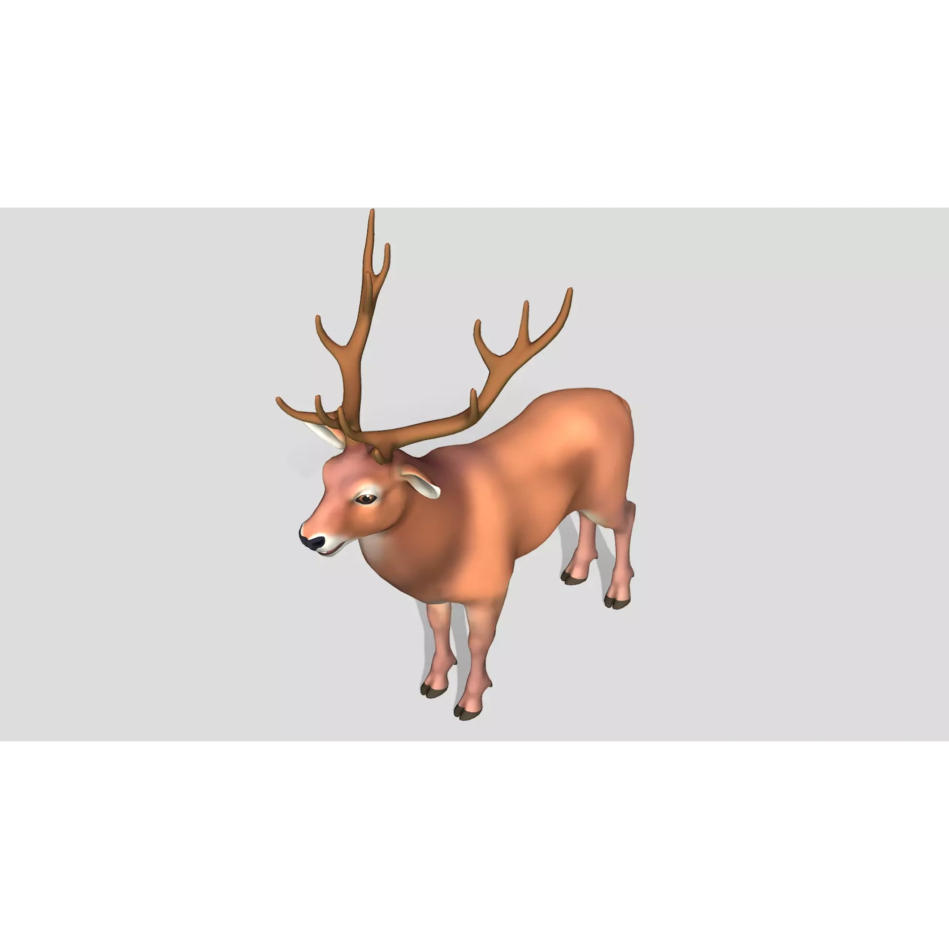 Cartoon - Red Deer Low-poly 3D model 3