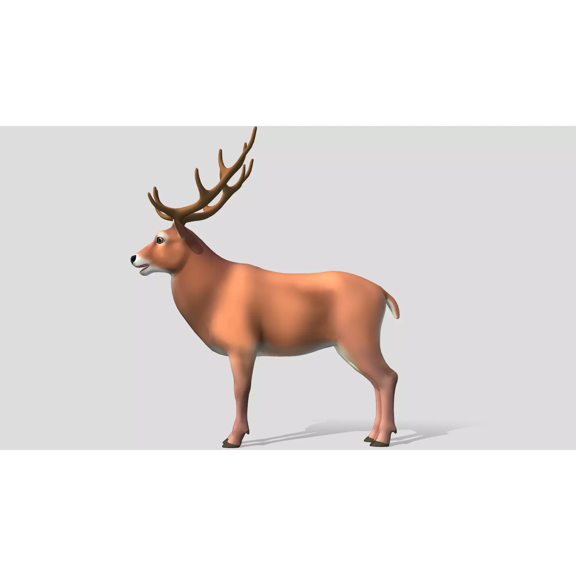 Cartoon - Red Deer Low-poly 3D model 5