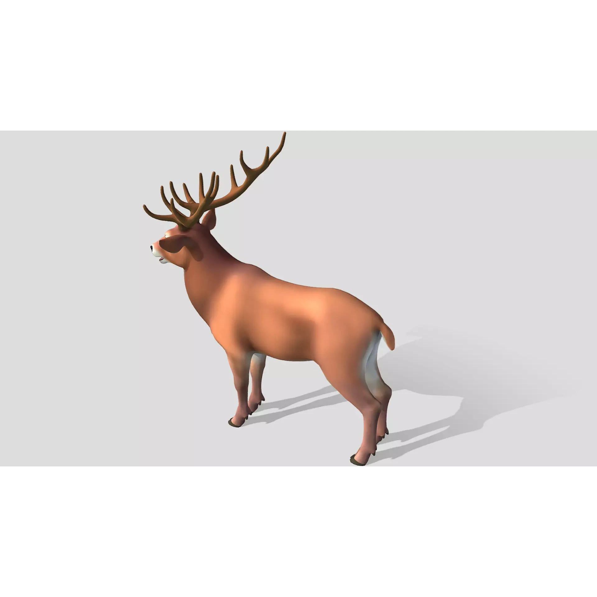 Cartoon - Red Deer Low-poly 3D model 6