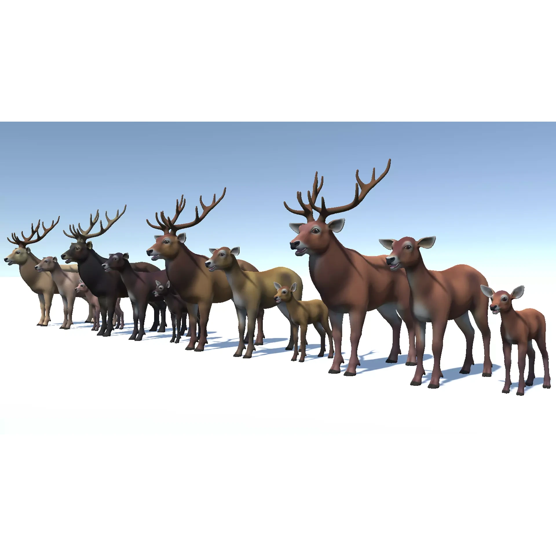 Cartoon - Red Deer Low-poly 3D model 8