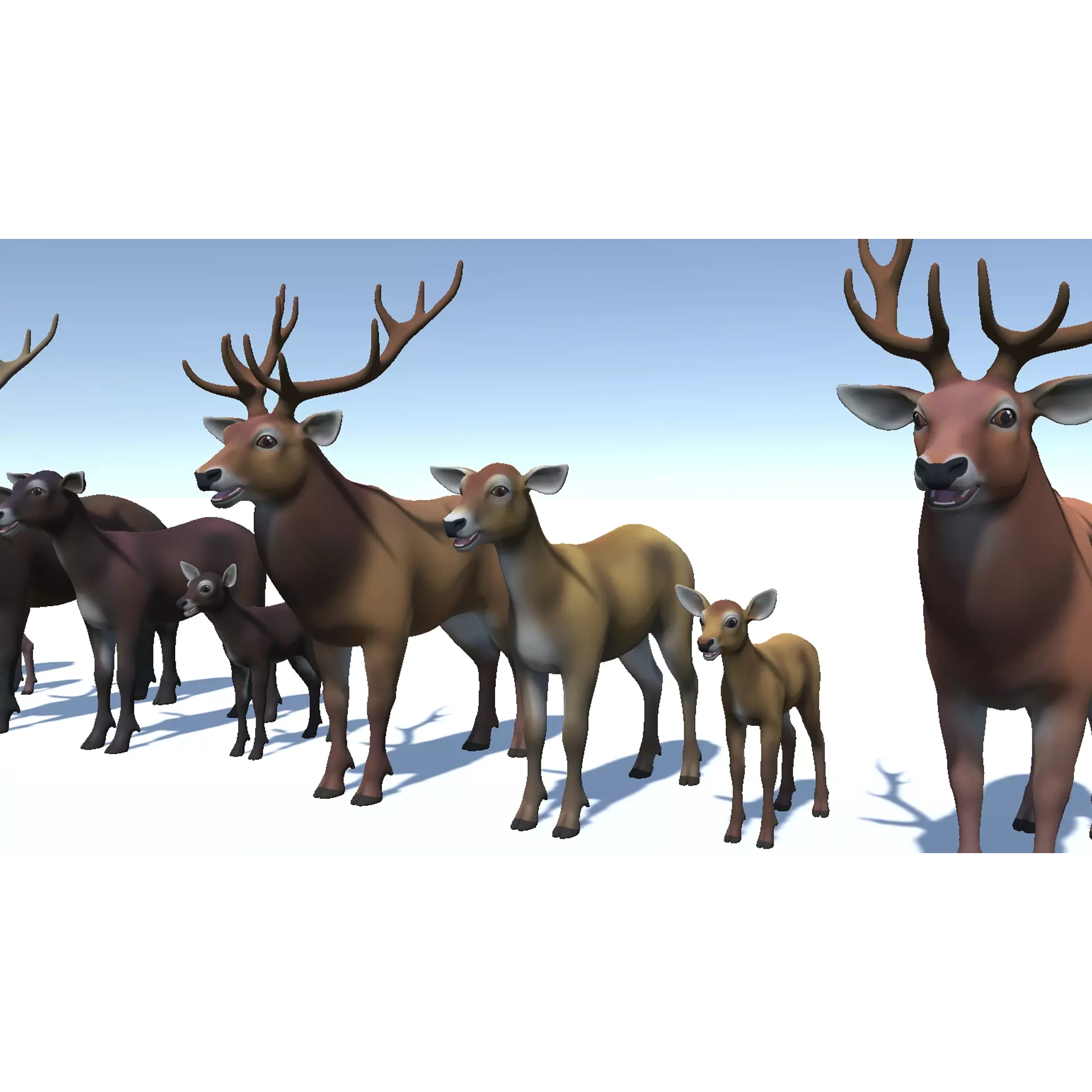 Cartoon - Red Deer Low-poly 3D model 9
