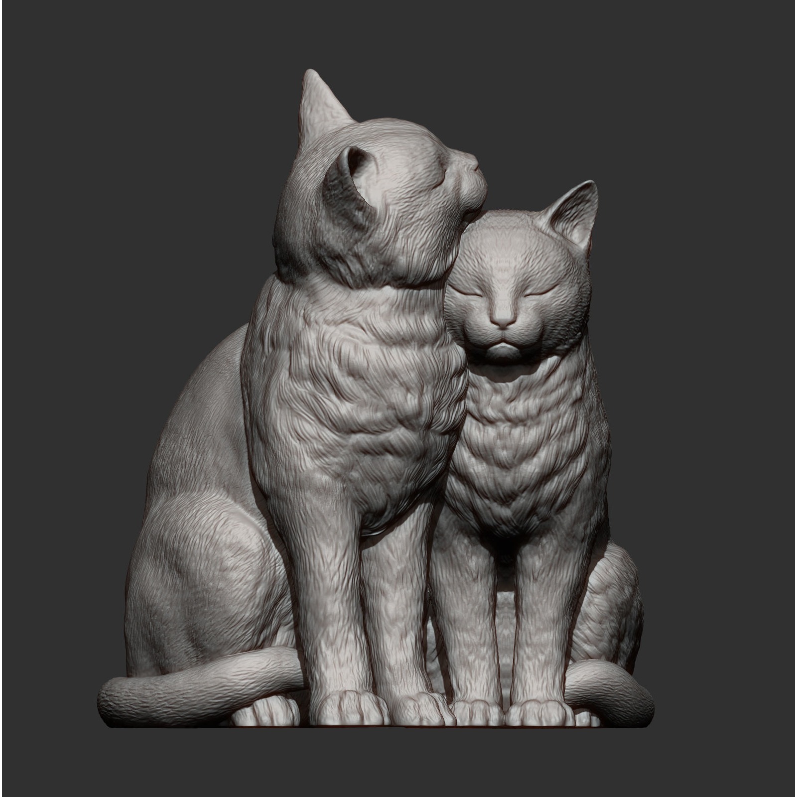 Cats in love 3D print model 10