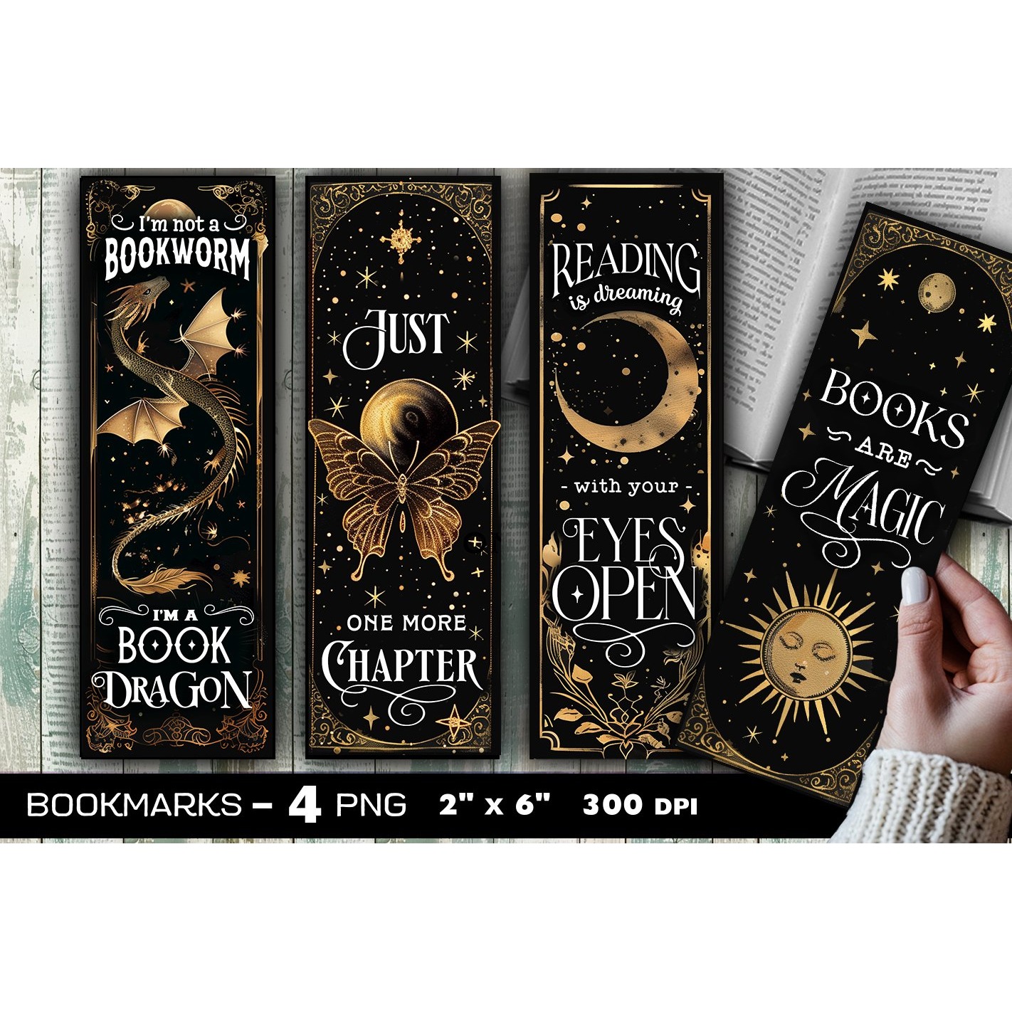 Celestial mystic books bookmark, Reading quotes bookmark