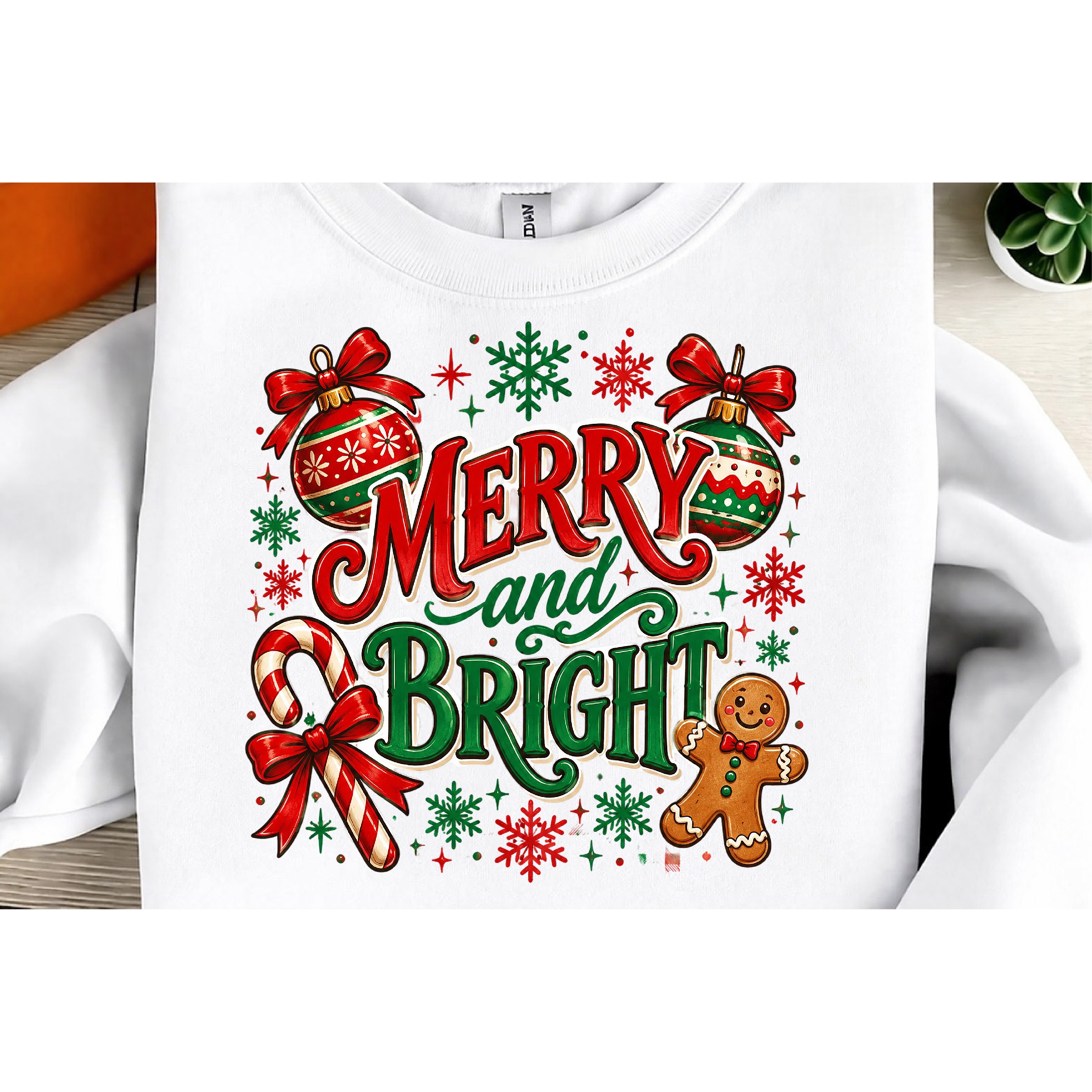 Checker Merry and Bright Christmas PNG