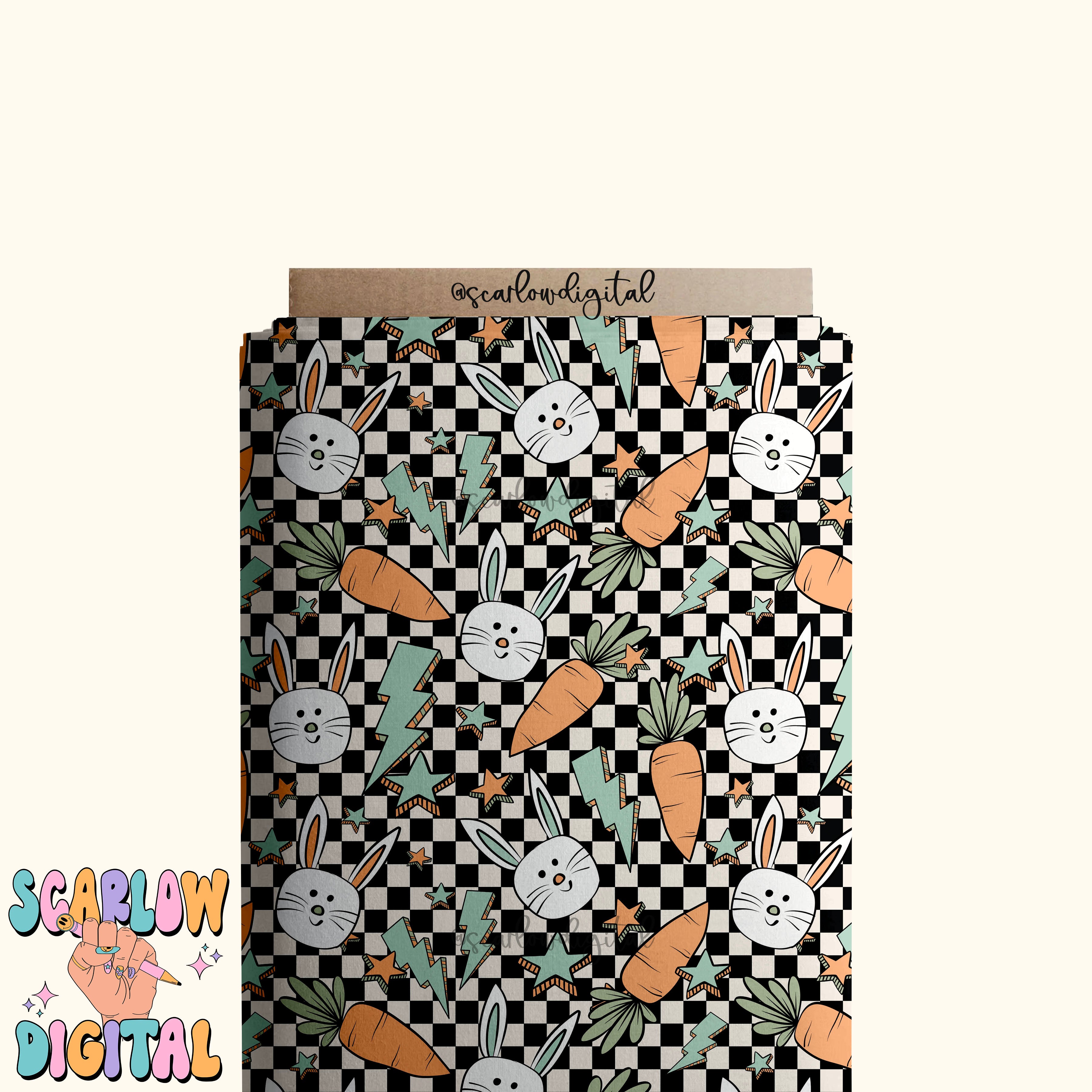 Checkered Easter Doodles Seamless Pattern-boy seamless pattern, retro easter seamless pattern, easter bunny seamless, kids seamless pattern 4