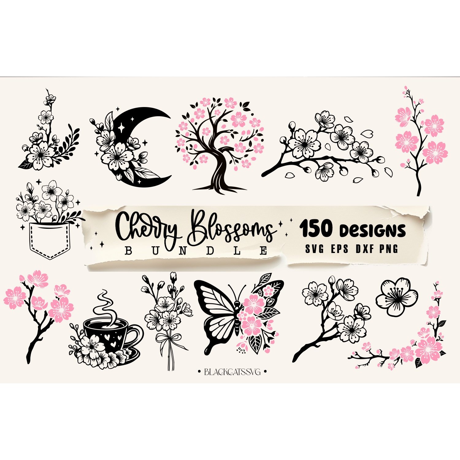 Cherry Blossom Bundle Svg, Cherry Blossom SVG, Cherry tree