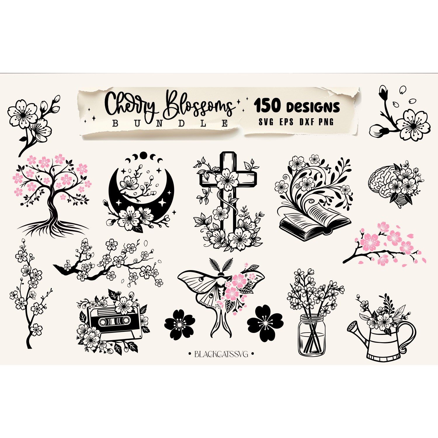 Cherry Blossom Bundle Svg, Cherry Blossom SVG, Cherry tree 3