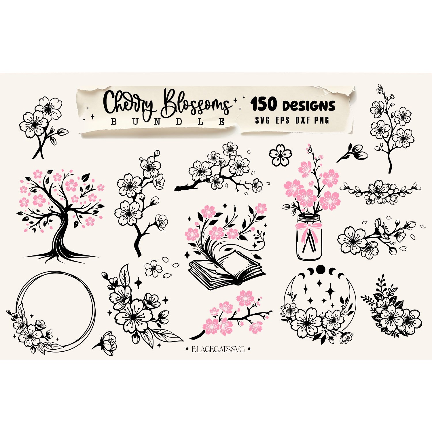 Cherry Blossom Bundle Svg, Cherry Blossom SVG, Cherry tree 4