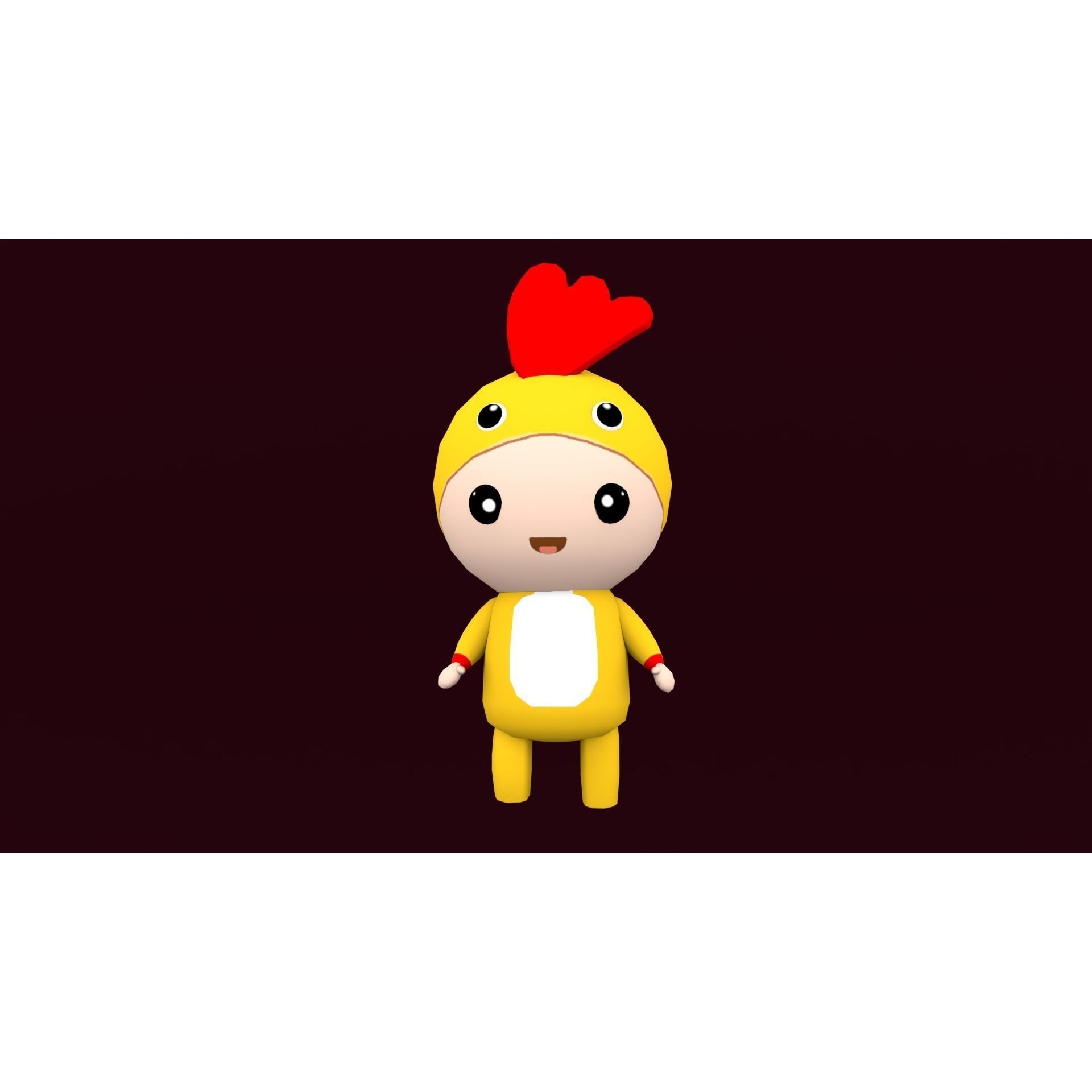 Chibi Chicken Animated For Games Free low-poly 3D model 2