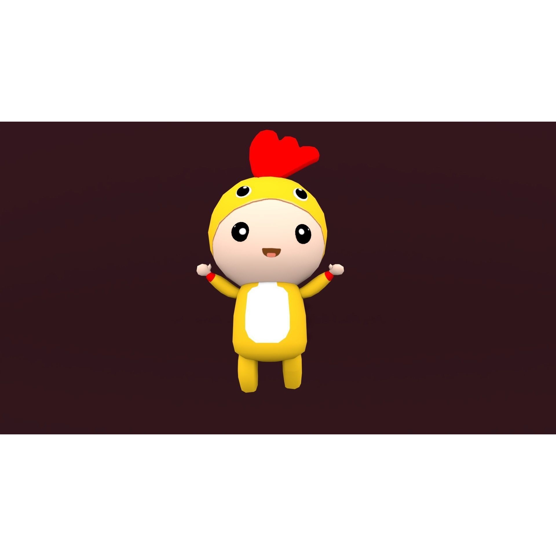 Chibi Chicken Animated For Games Free low-poly 3D model 3