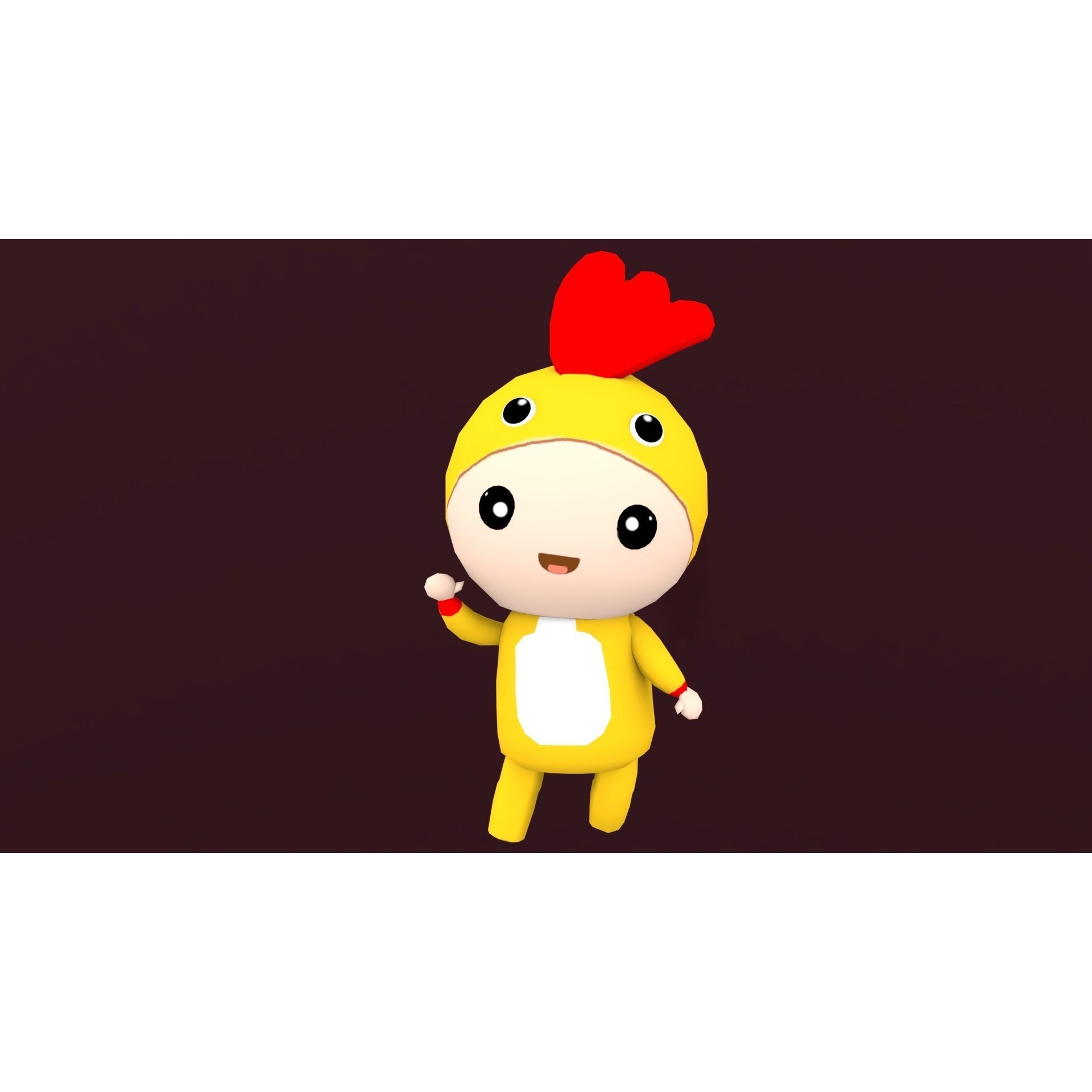 Chibi Chicken Animated For Games Free low-poly 3D model 5