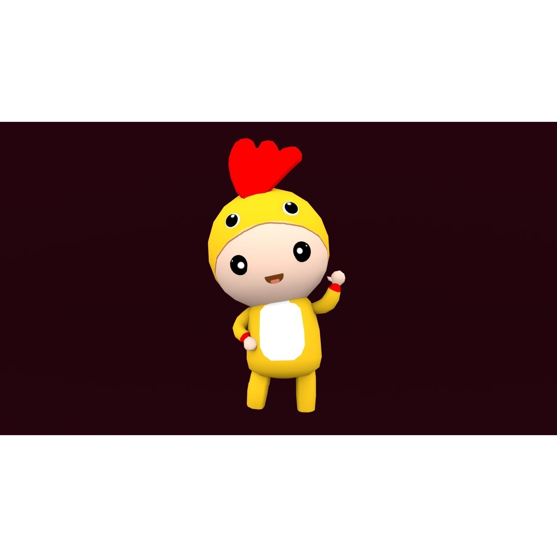 Chibi Chicken Animated For Games Free low-poly 3D model 7
