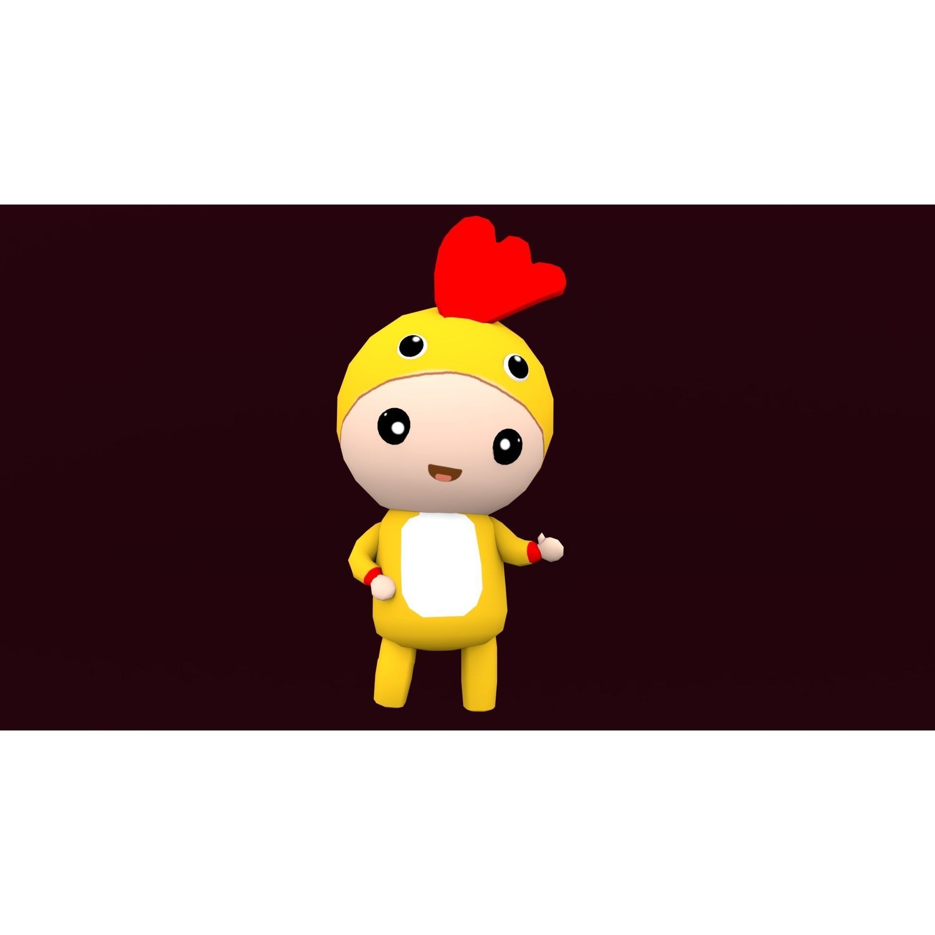 Chibi Chicken Animated For Games Free low-poly 3D model 8