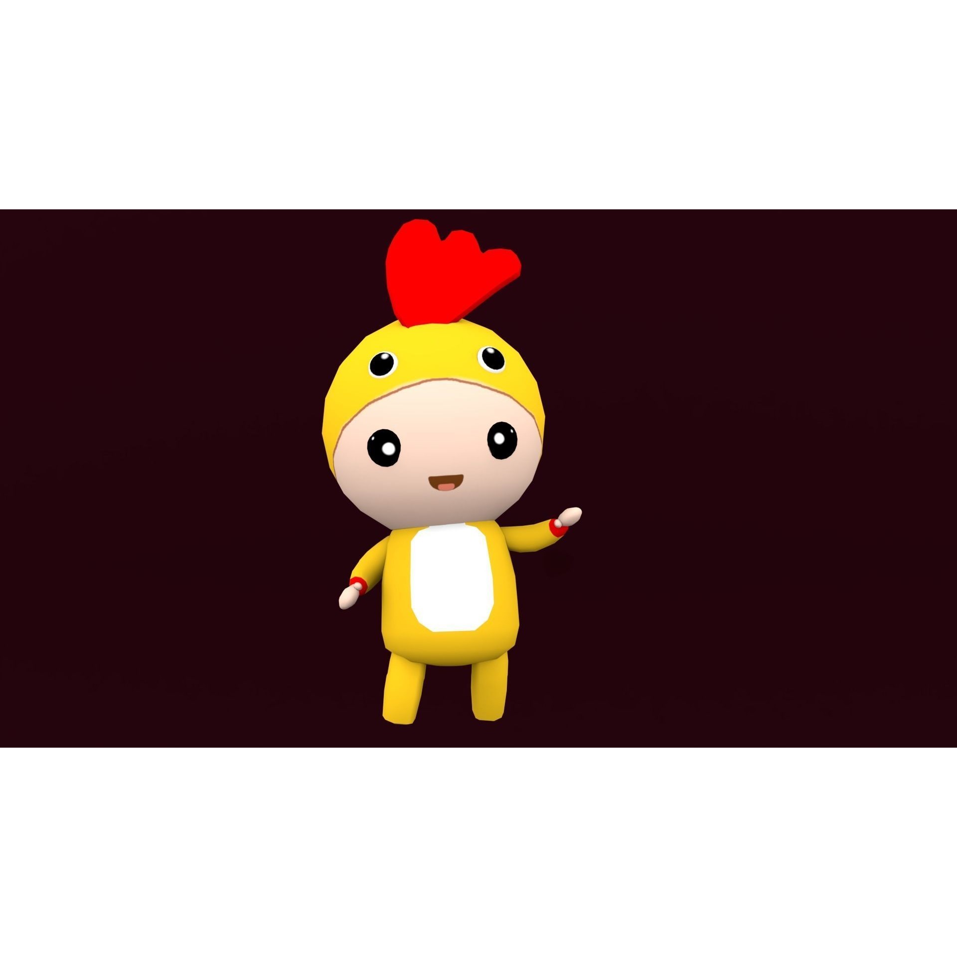 Chibi Chicken Animated For Games Free low-poly 3D model 9