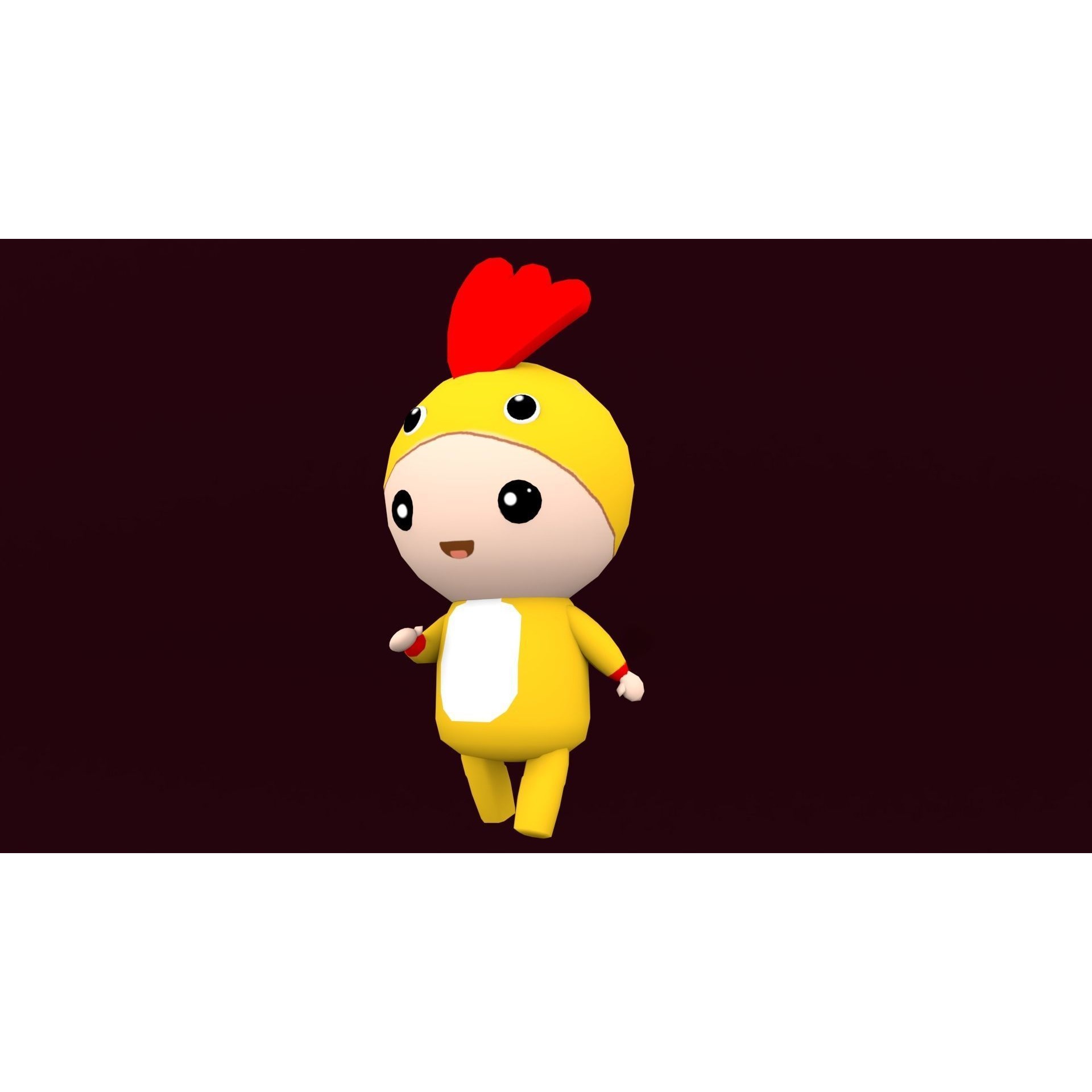 Chibi Chicken Animated For Games Free low-poly 3D model 10