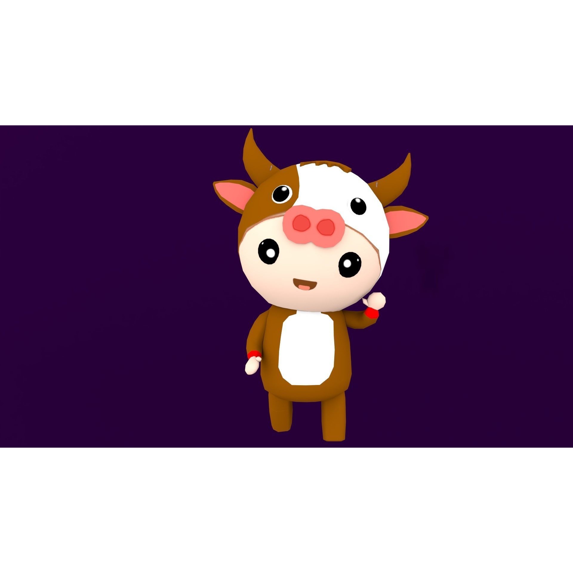 Chibi Cow Animated For Games Free low-poly 3D model 2