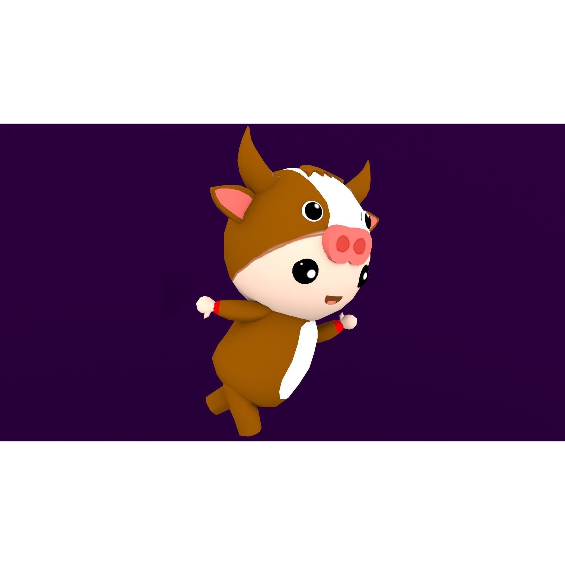 Chibi Cow Animated For Games Free low-poly 3D model 3