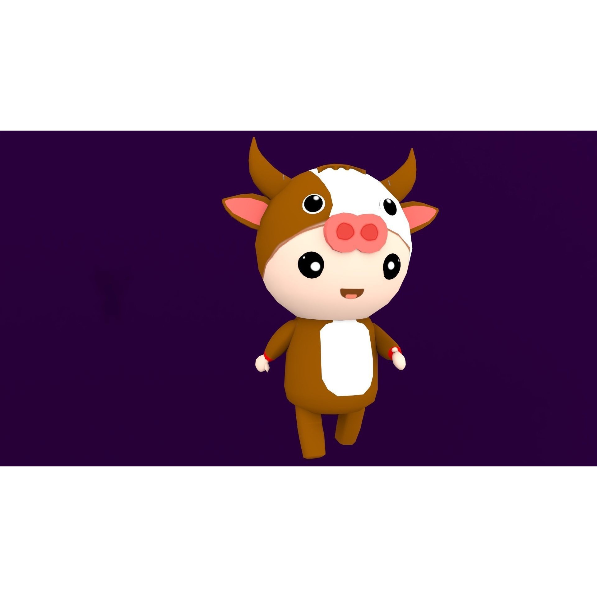 Chibi Cow Animated For Games Free low-poly 3D model 4