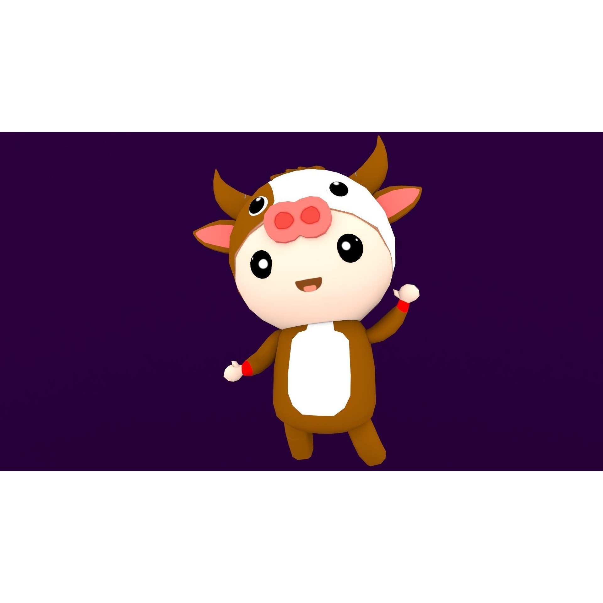 Chibi Cow Animated For Games Free low-poly 3D model 6