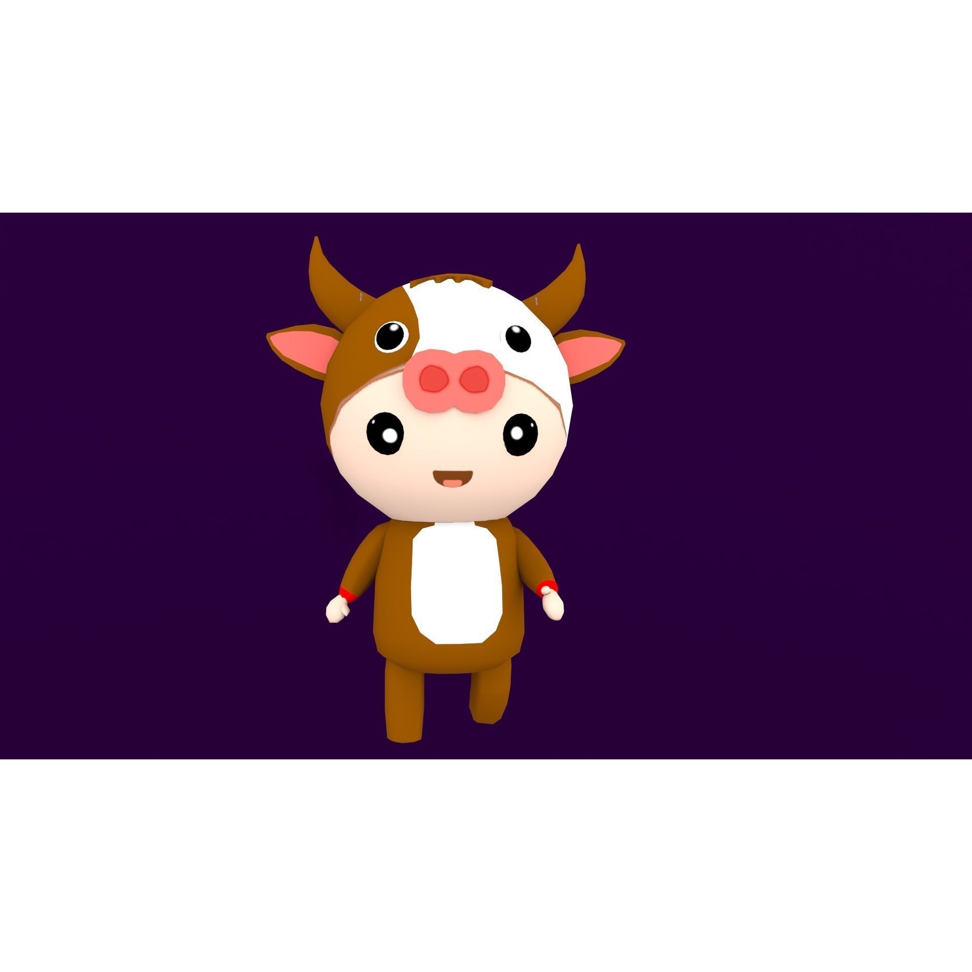 Chibi Cow Animated For Games Free low-poly 3D model 7