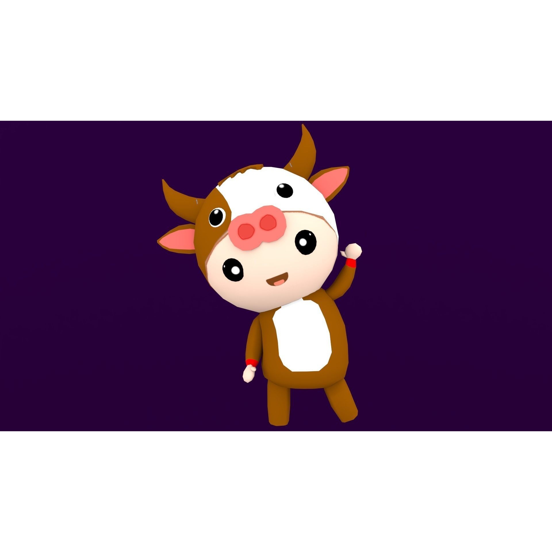 Chibi Cow Animated For Games Free low-poly 3D model 9