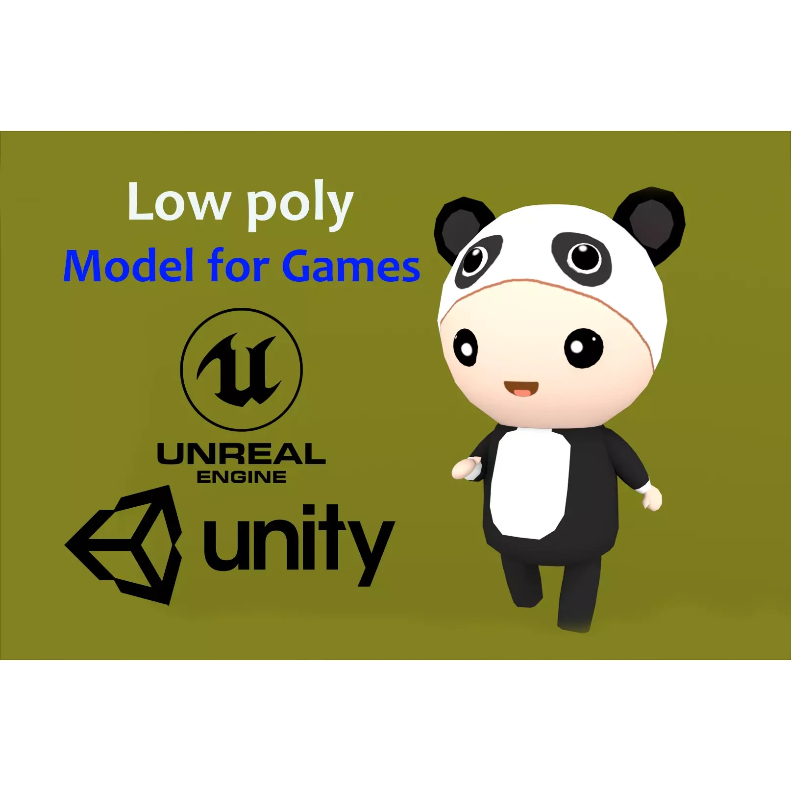 Chibi Panda Animated For Games Free low-poly 3D model
