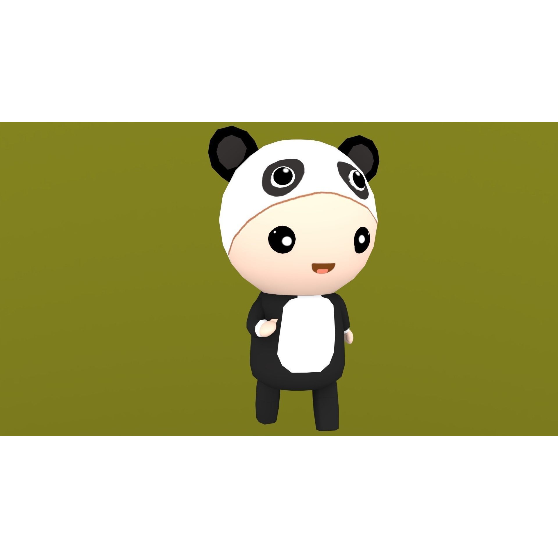 Chibi Panda Animated For Games Free low-poly 3D model 3