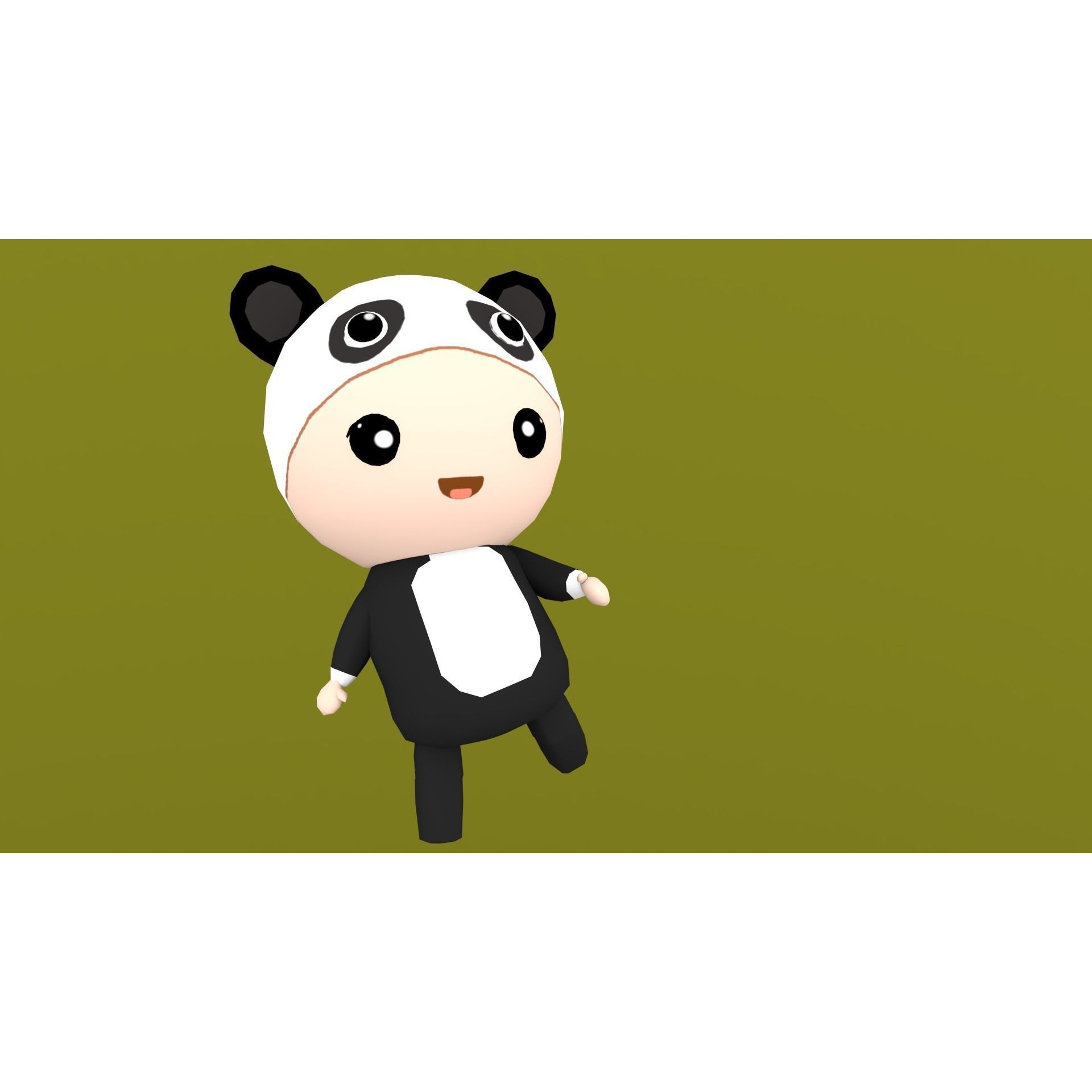 Chibi Panda Animated For Games Free low-poly 3D model 4