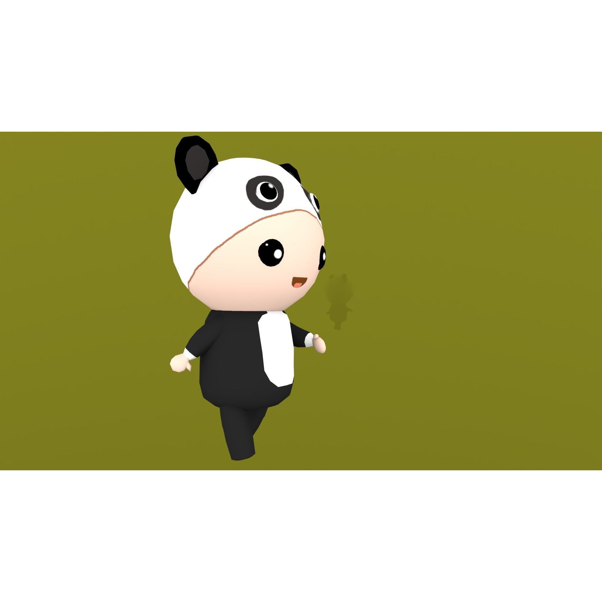 Chibi Panda Animated For Games Free low-poly 3D model 5