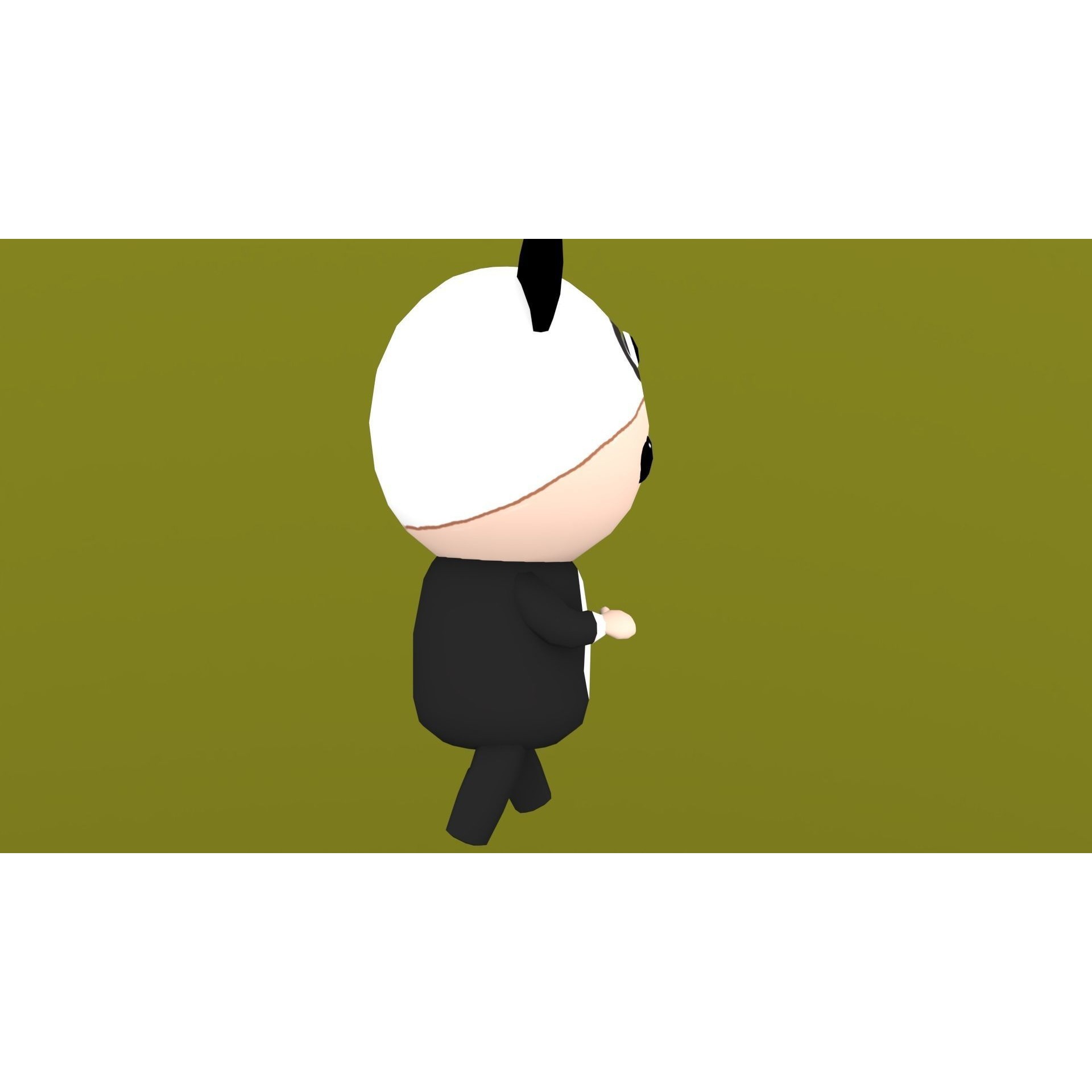 Chibi Panda Animated For Games Free low-poly 3D model 7
