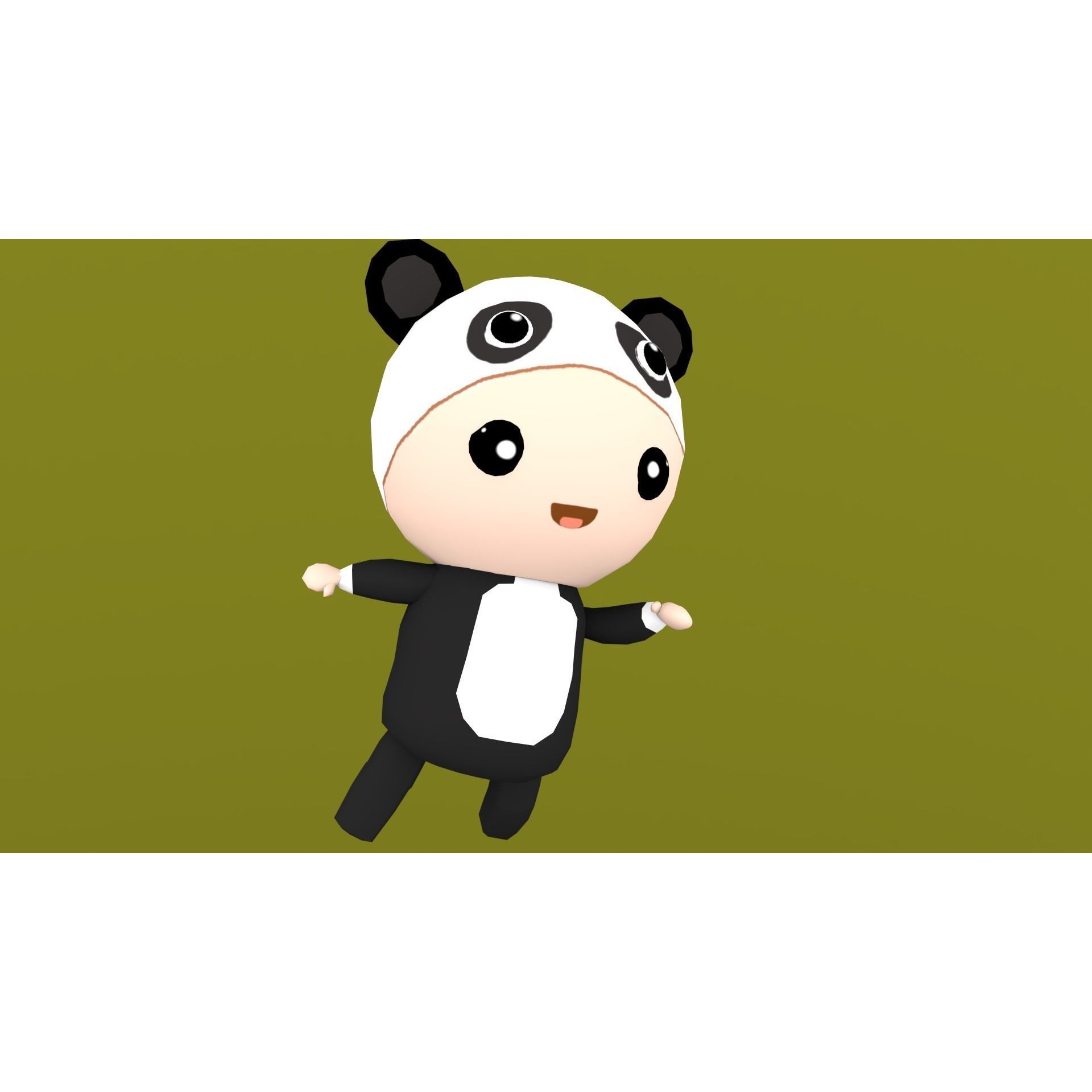 Chibi Panda Animated For Games Free low-poly 3D model 10