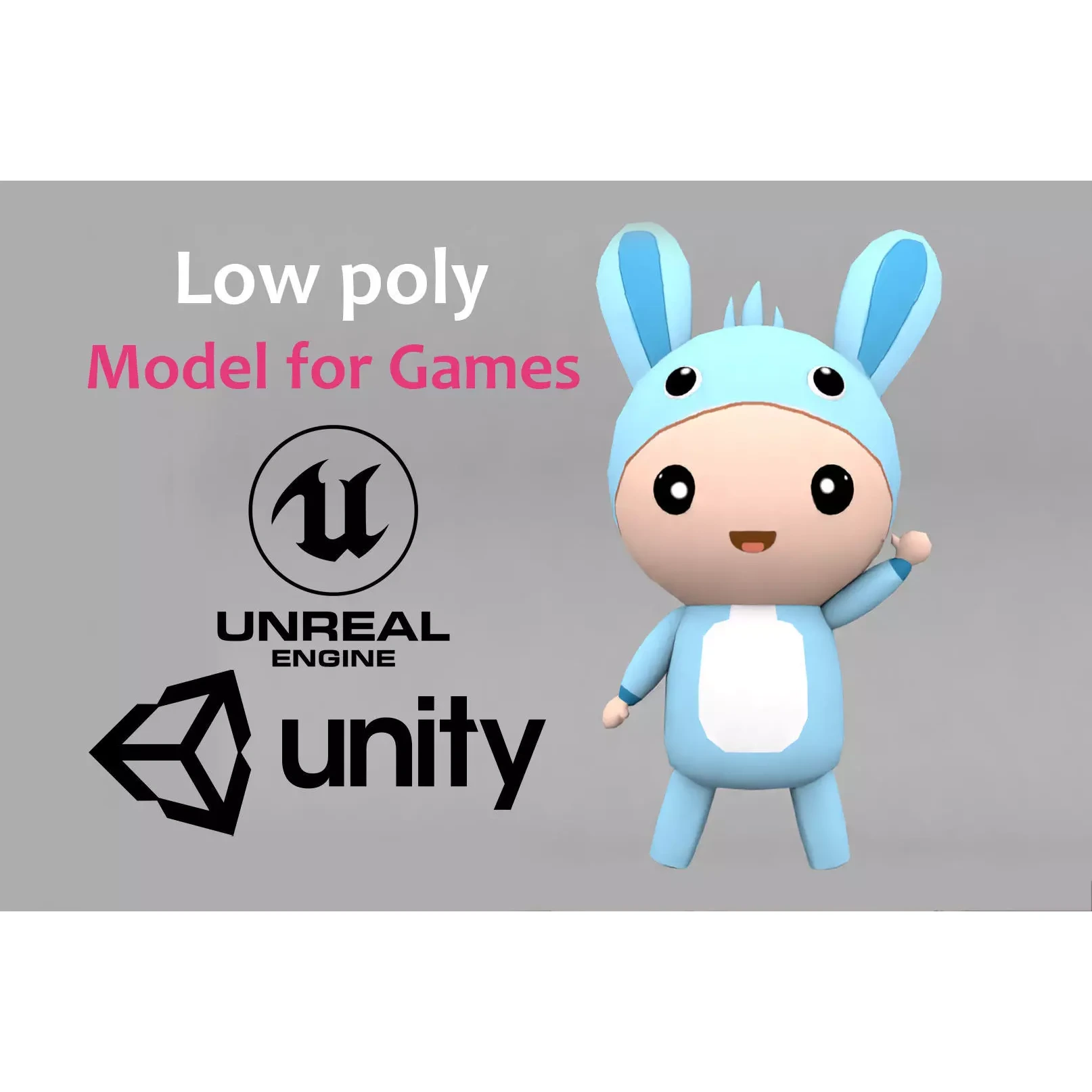 Chibi Rabbit Animated For Games Free low-poly 3D model