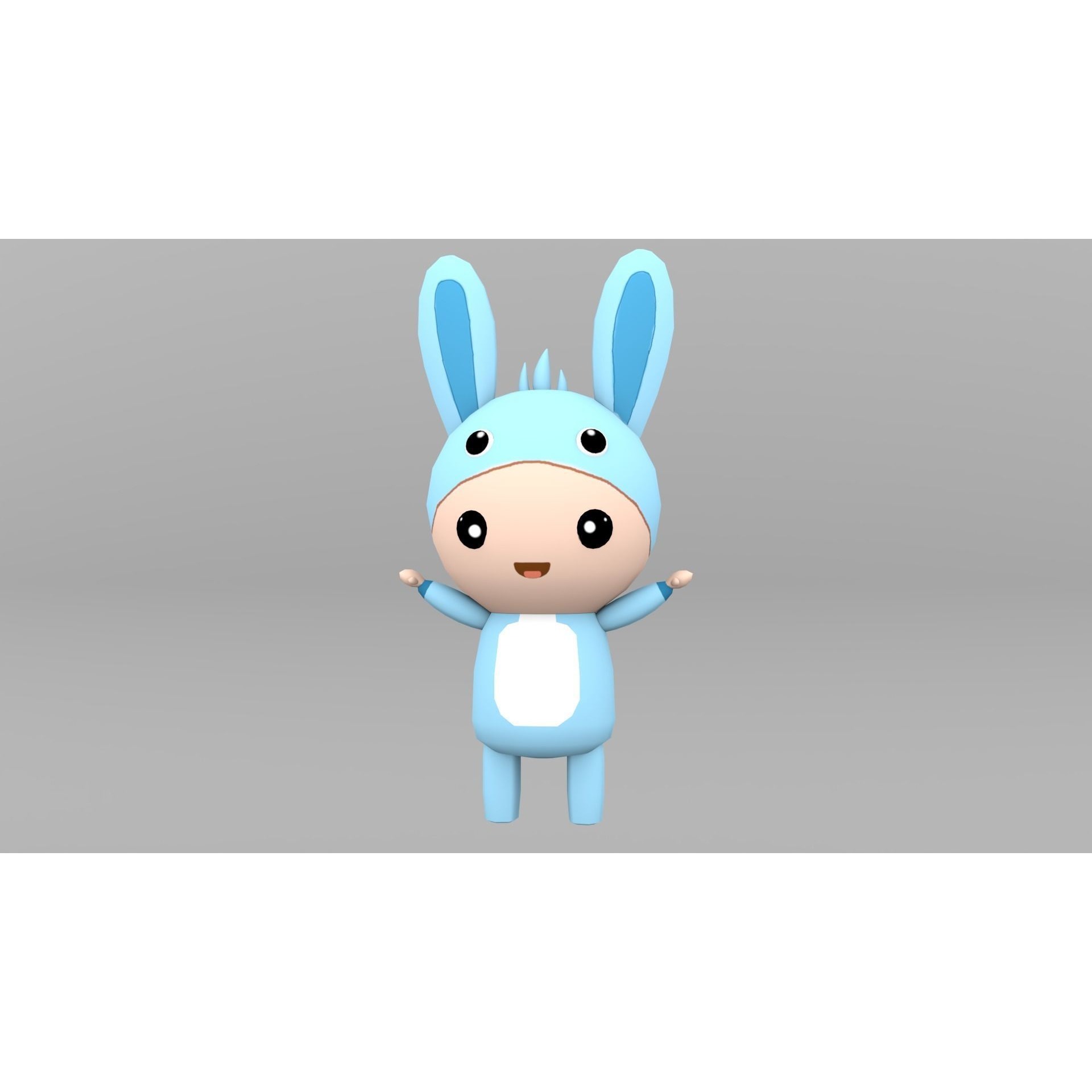 Chibi Rabbit Animated For Games Free low-poly 3D model 2