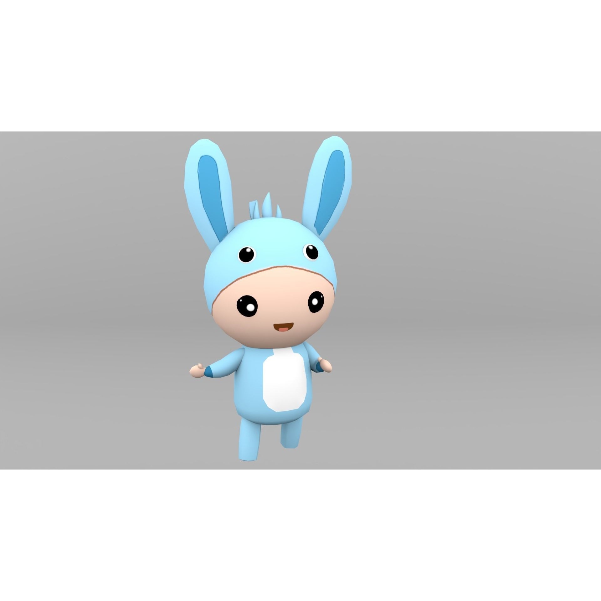 Chibi Rabbit Animated For Games Free low-poly 3D model 4