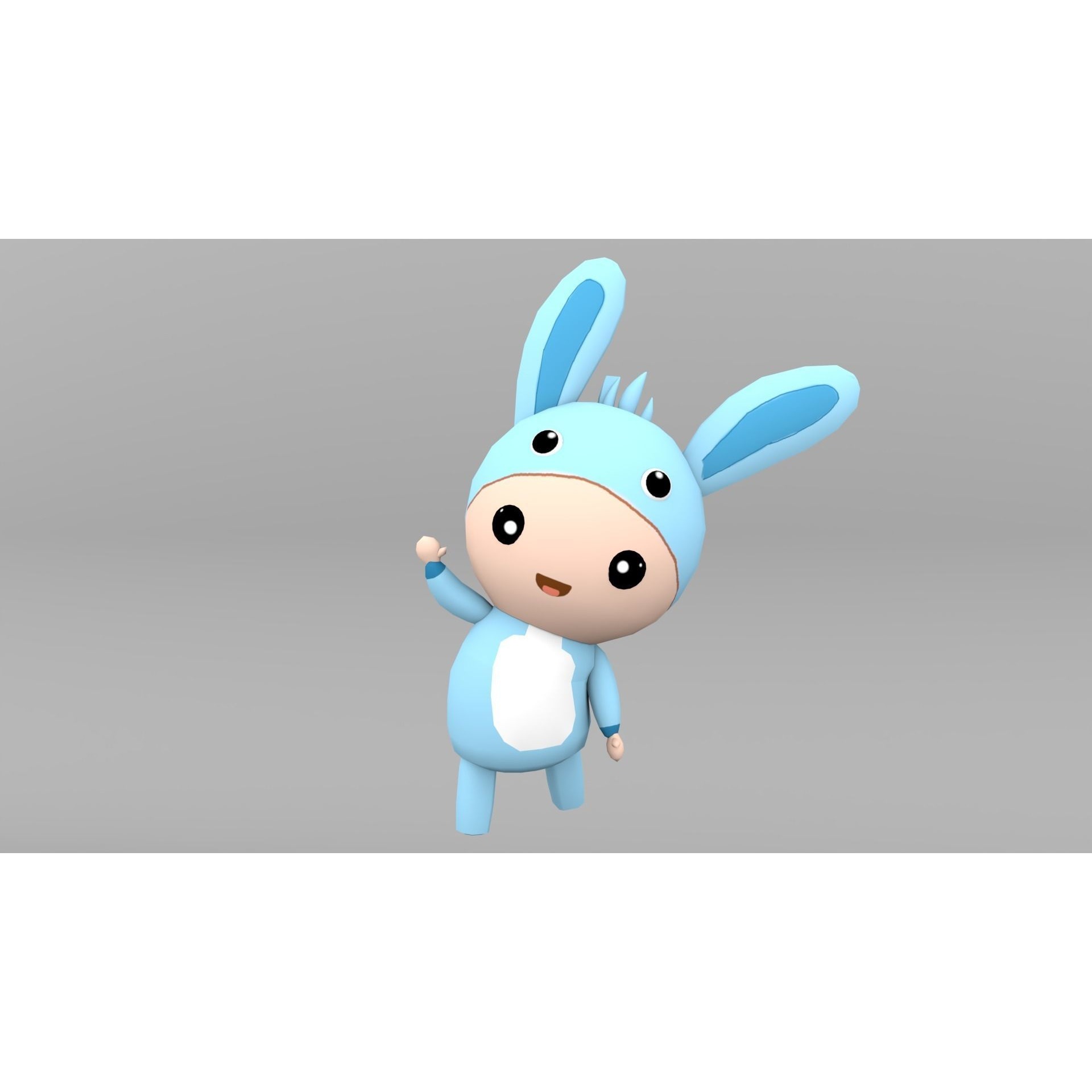 Chibi Rabbit Animated For Games Free low-poly 3D model 5