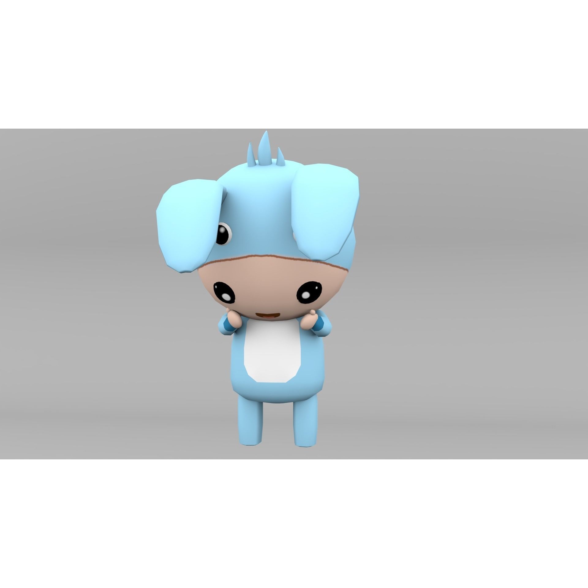 Chibi Rabbit Animated For Games Free low-poly 3D model 6